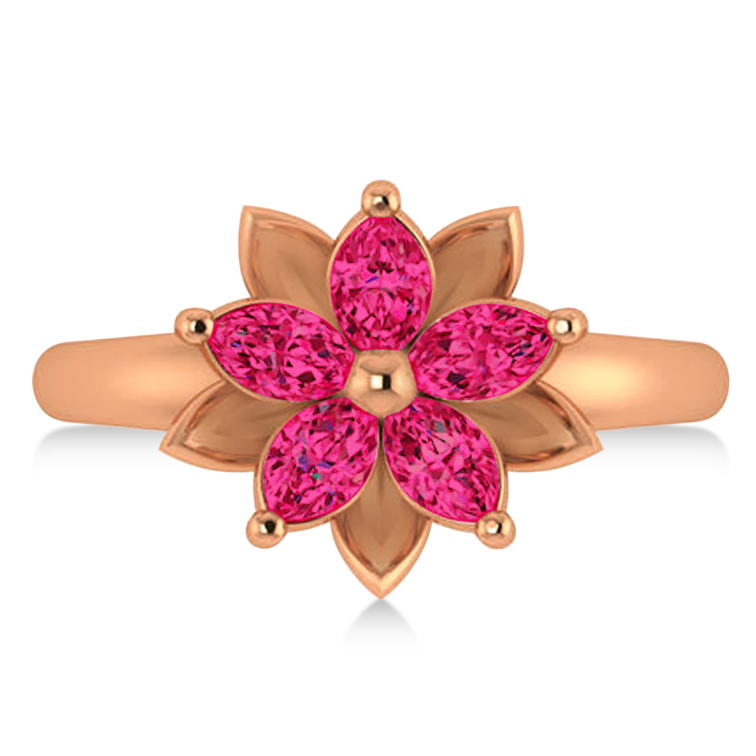 Ruby 5-Petal Flower Fashion Ring 14k Rose Gold (1.20ct)