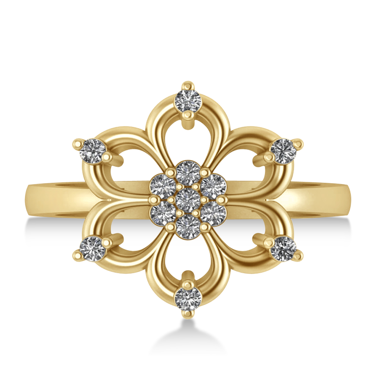 Diamond SixPetal Flower Ring/Wedding Band 14k Yellow Gold 0.26ct AZ9856