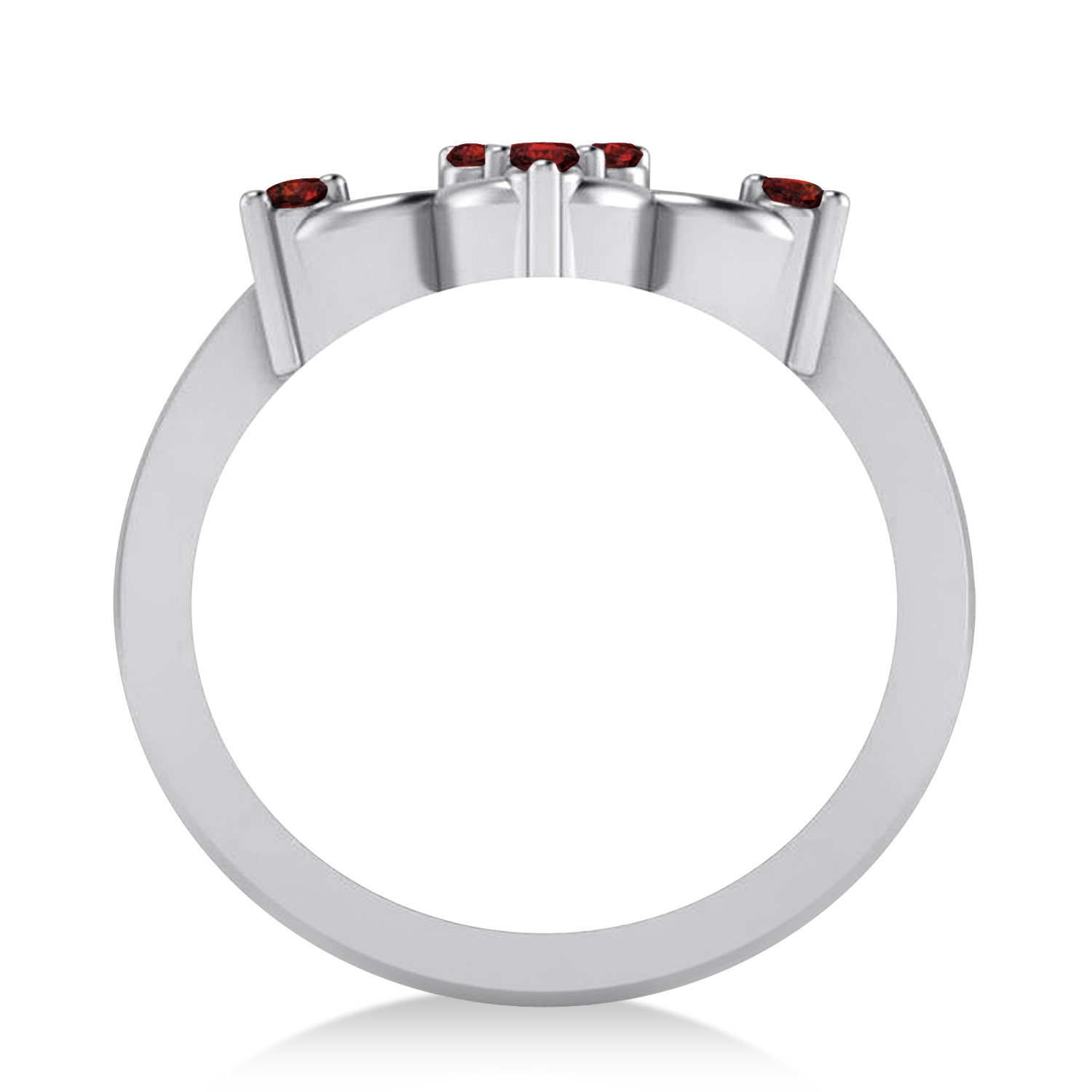 Garnet Six-Petal Flower Ring/Wedding Band 14k White Gold (0.26ct)