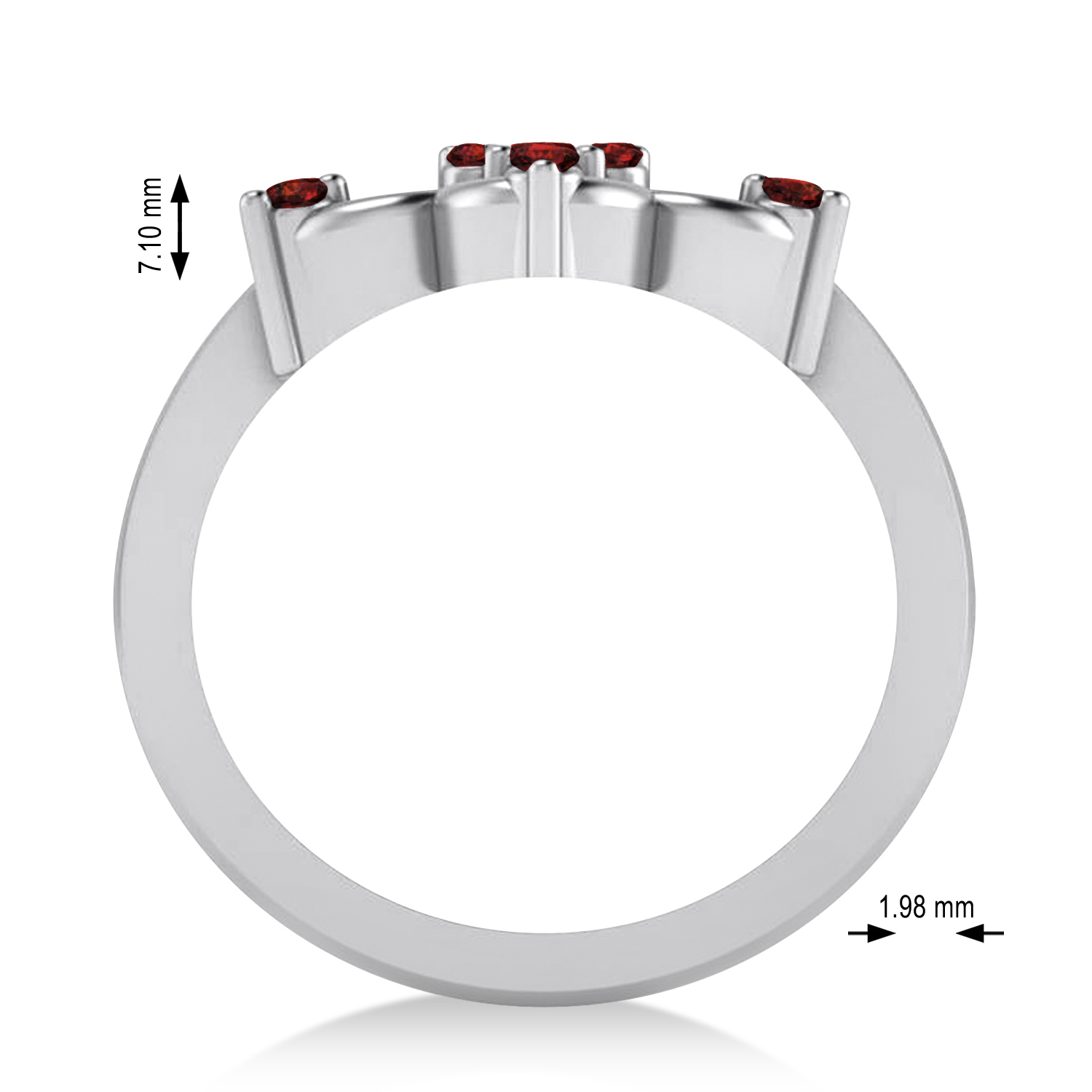 Garnet Six-Petal Flower Ring/Wedding Band 14k White Gold (0.26ct)