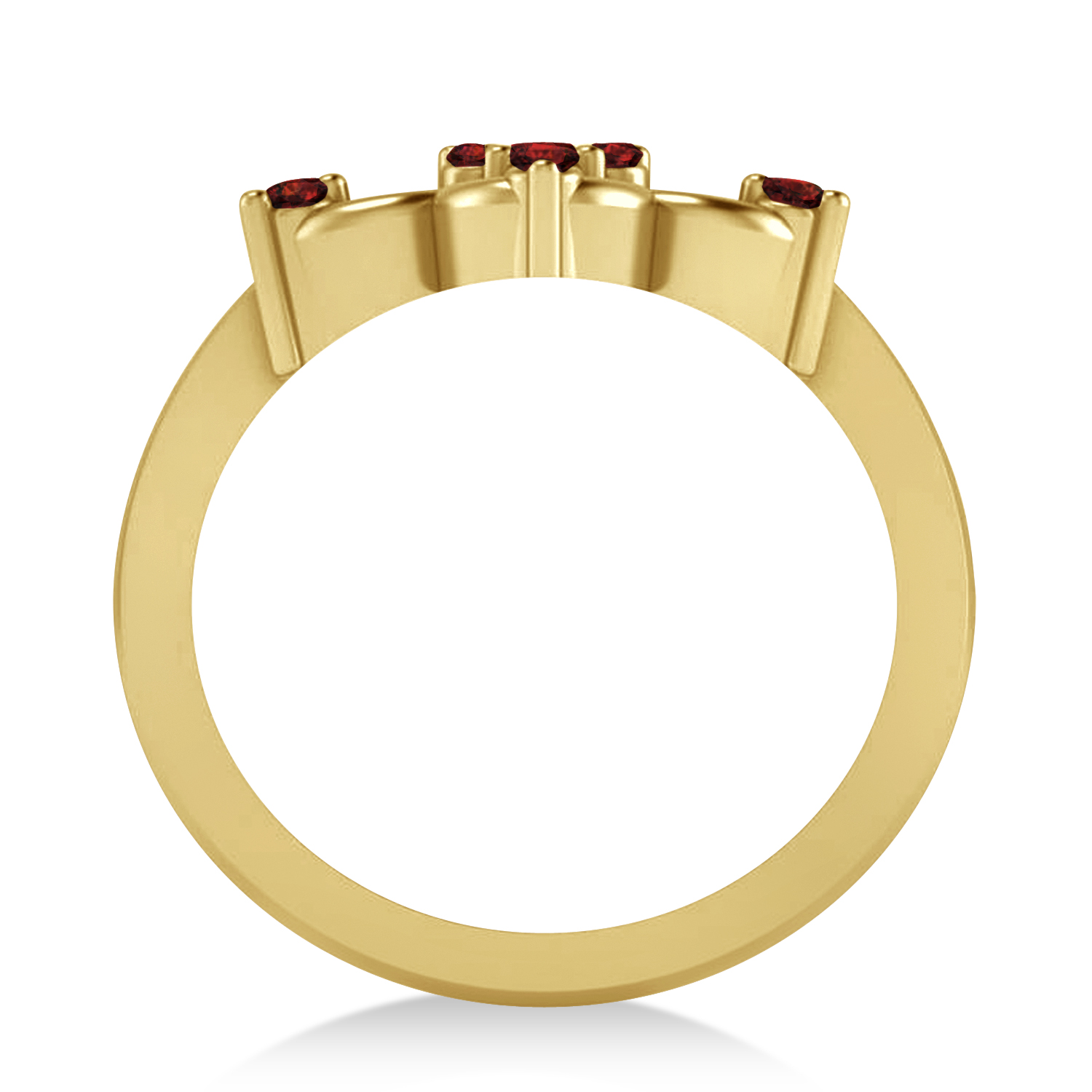 Garnet Six-Petal Flower Ring/Wedding Band 14k Yellow Gold (0.26ct)