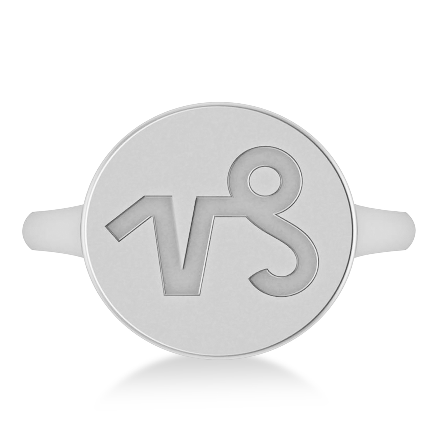 Capricorn Disk Zodiac Ring 14k White Gold