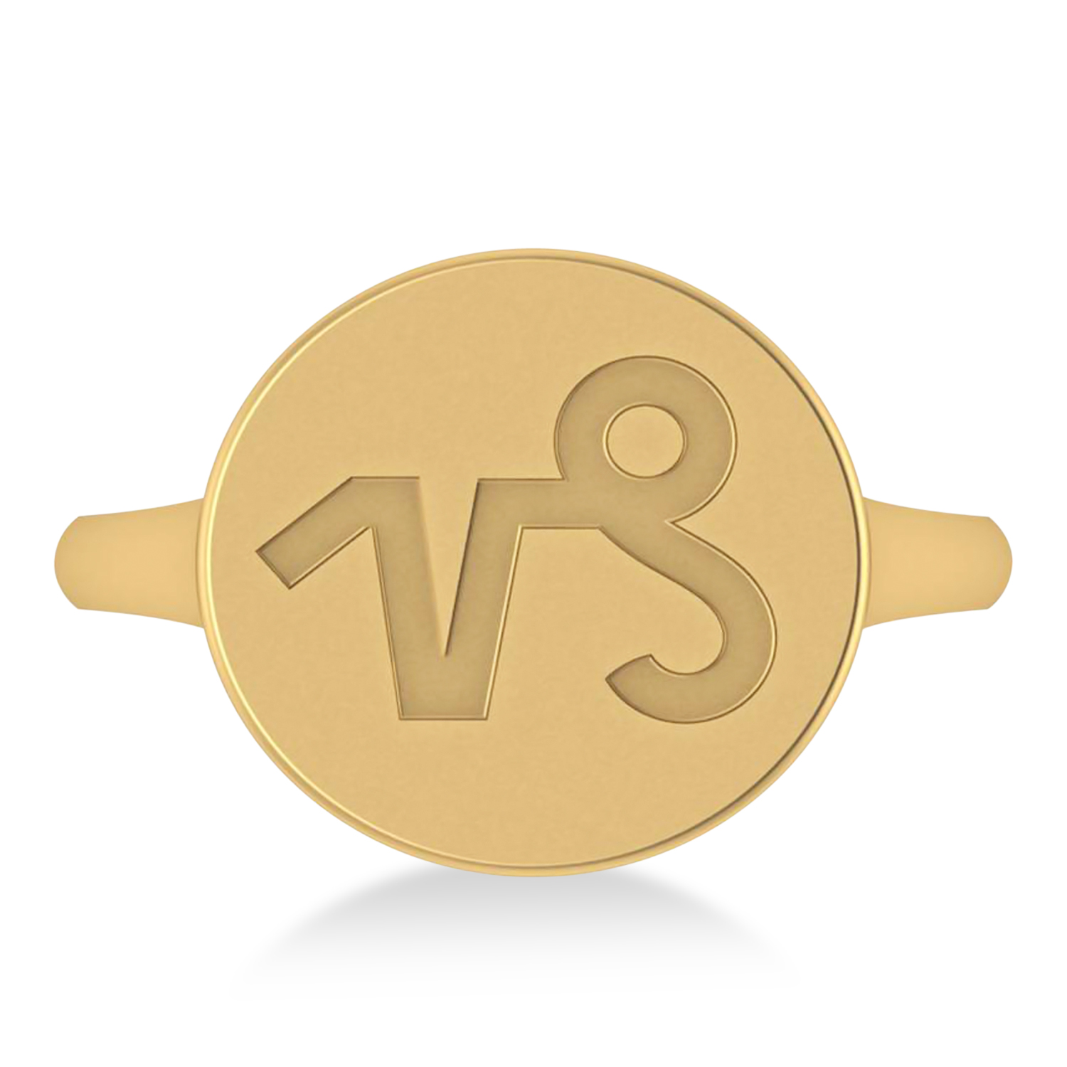 Capricorn Disk Zodiac Ring 14k Yellow Gold
