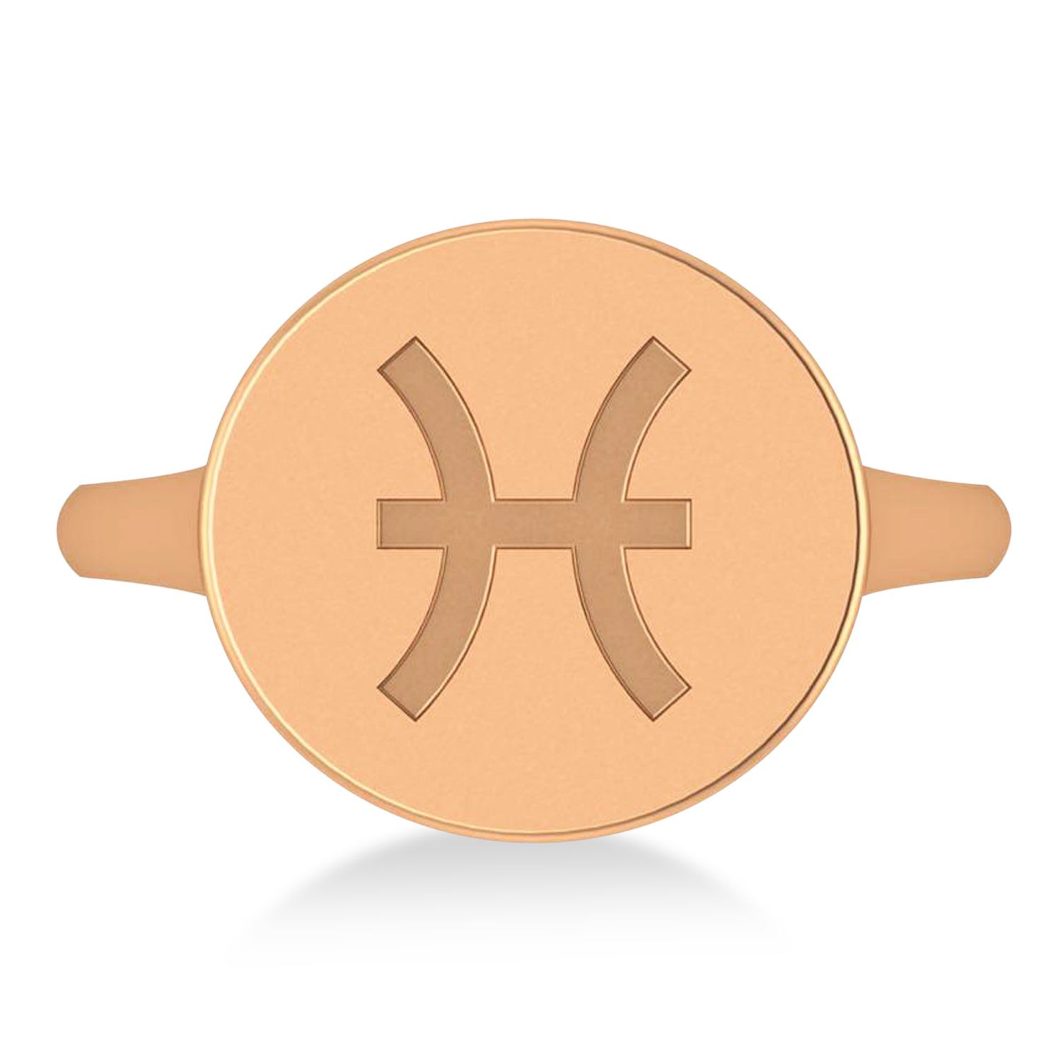 Pisces Disk Zodiac Ring 14k Rose Gold
