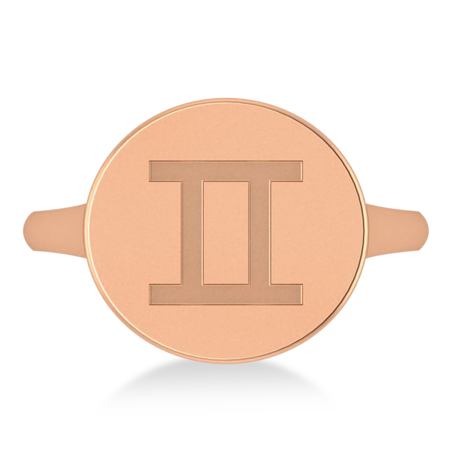 Gemini Disk Zodiac Ring 14k Rose Gold