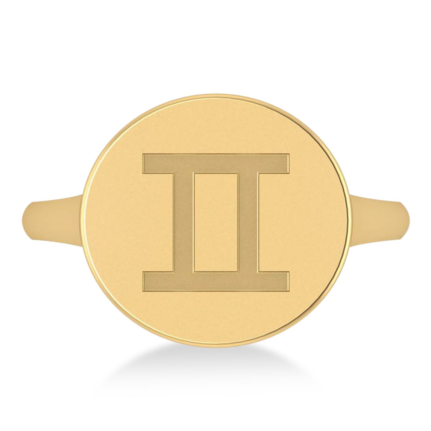 Gemini Disk Zodiac Ring 14k Yellow Gold
