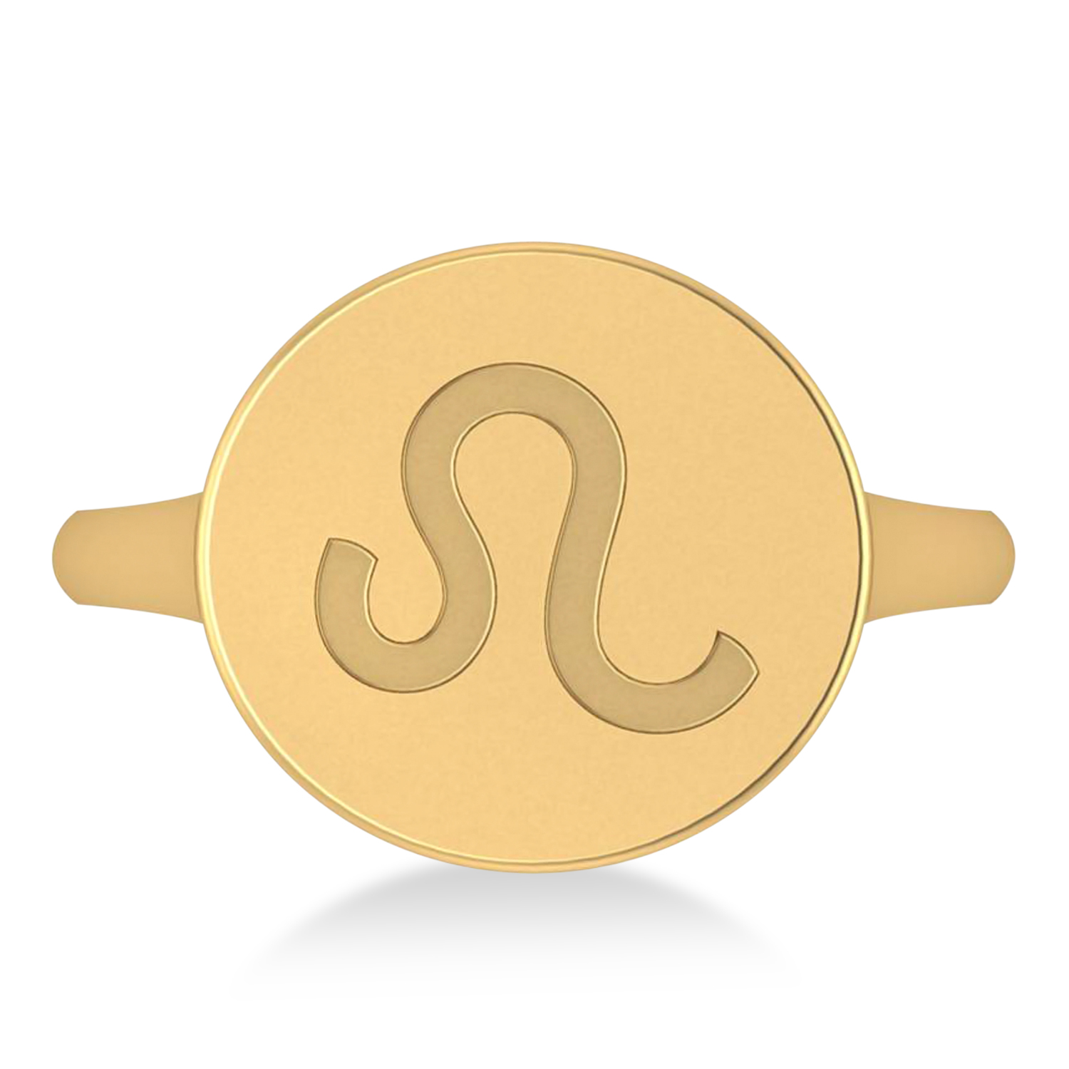 Leo Disk Zodiac Ring 14k Yellow Gold