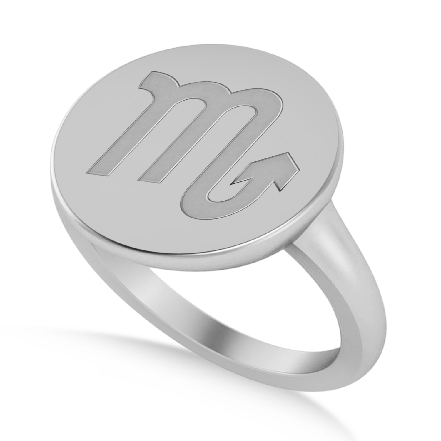 Scorpio Disk Zodiac Ring 14k White Gold