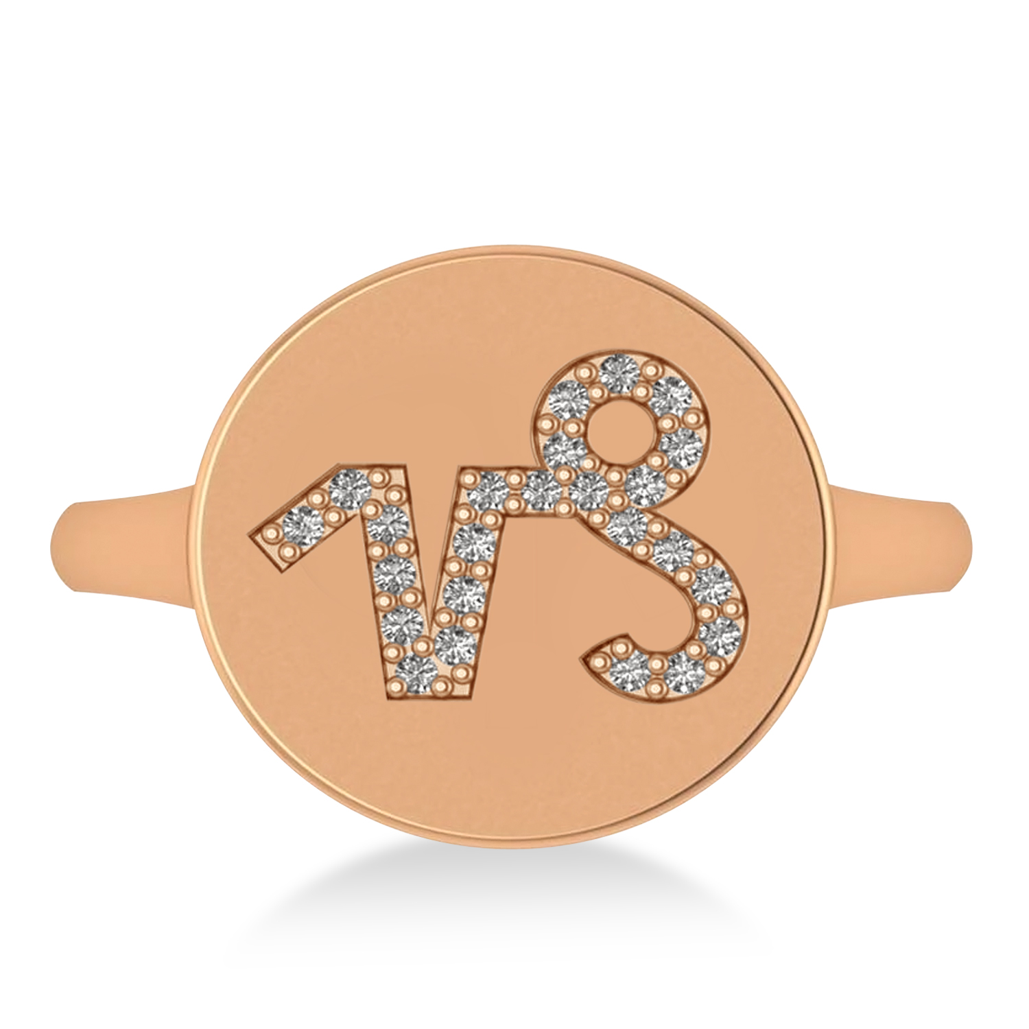 Diamond Capricorn Zodiac Disk Ring 14k Rose Gold (0.12ct)