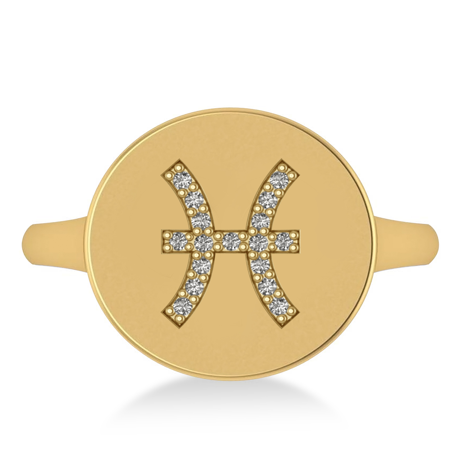Diamond Pisces Zodiac Disk Ring 14k Yellow Gold (0.085ct)