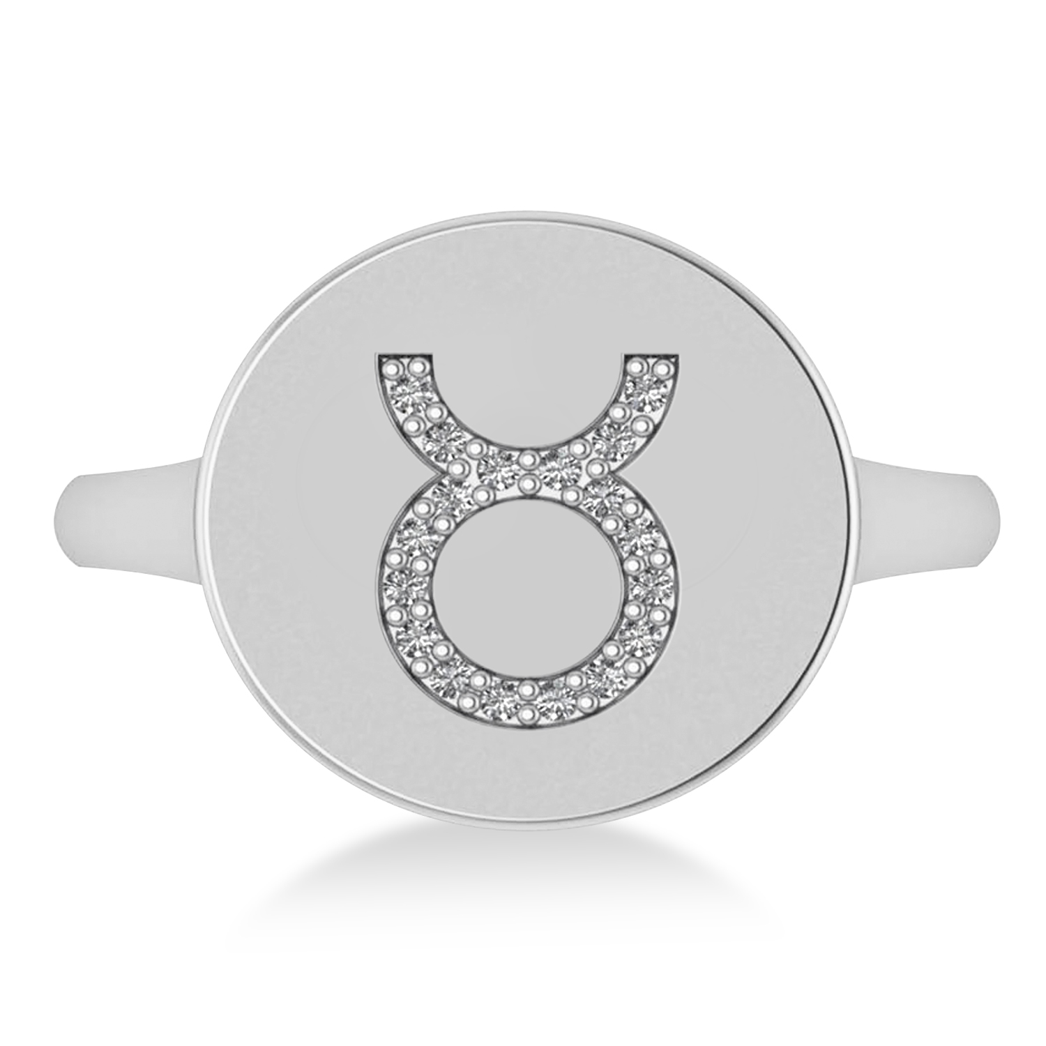 Diamond Taurus Zodiac Disk Ring 14k White Gold (0.09ct)