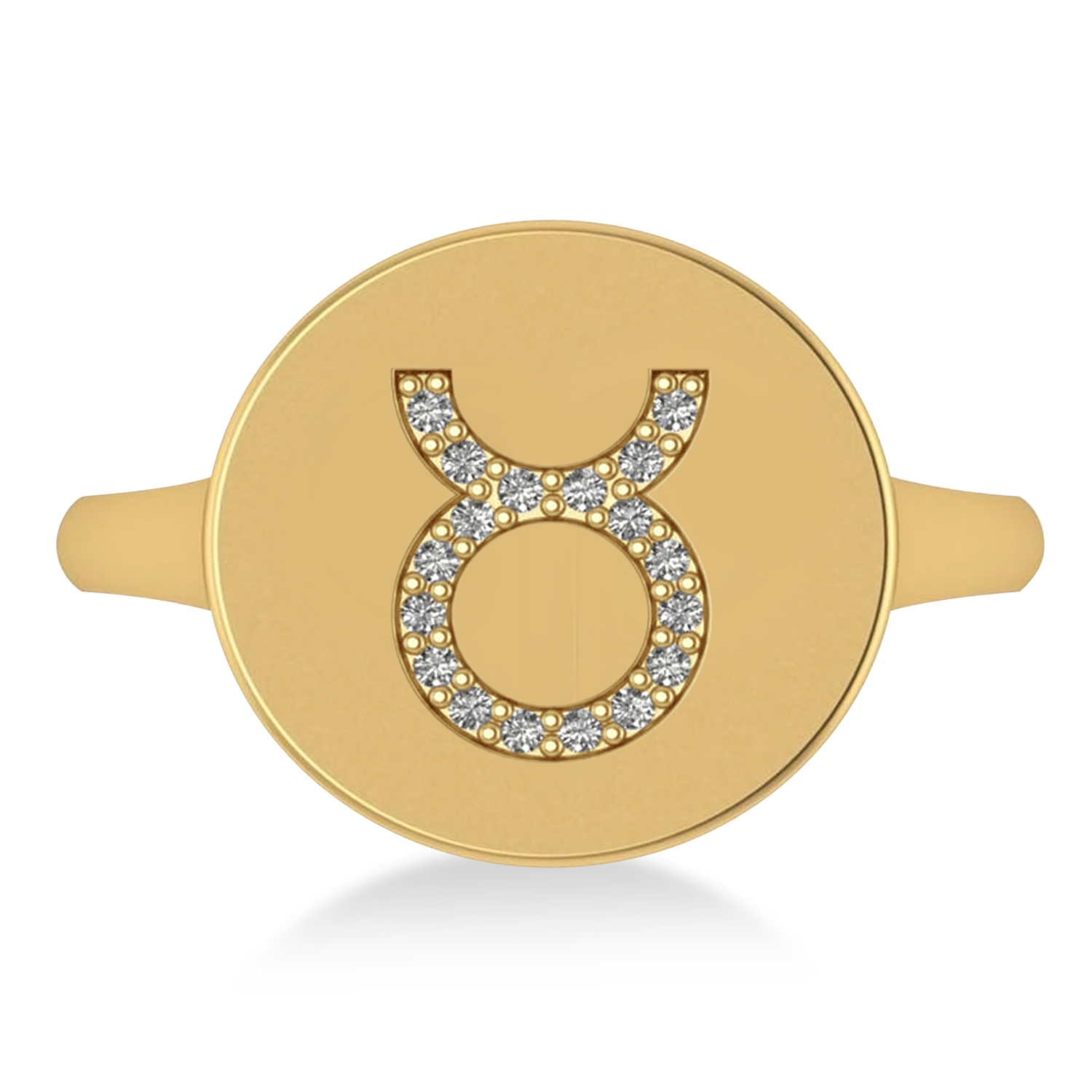 Diamond Taurus Zodiac Disk Ring 14k Yellow Gold (0.09ct)