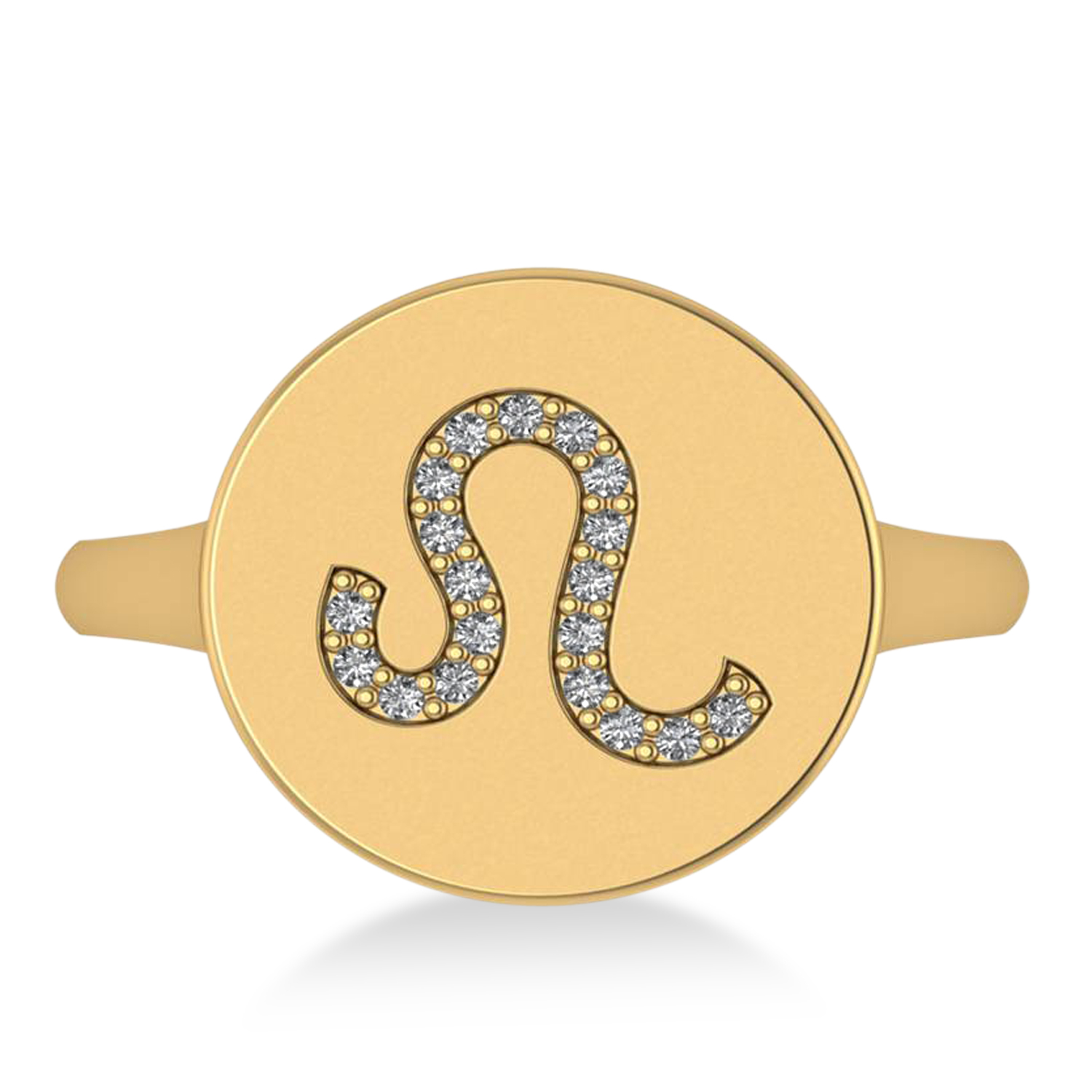 Diamond Leo Zodiac Disk Ring 14k Yellow Gold (0.095ct)