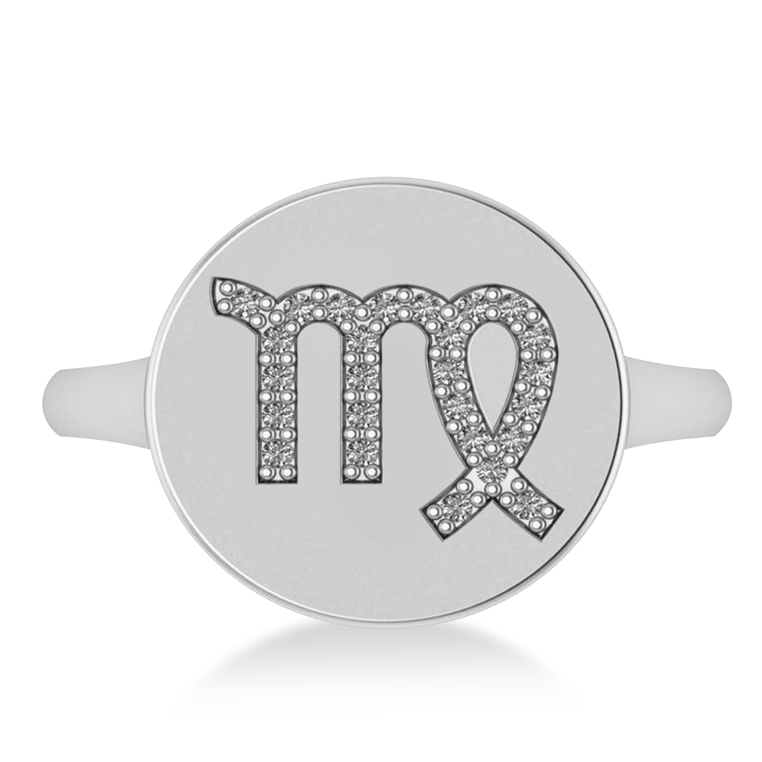 Diamond Virgo Zodiac Disk Ring 14k White Gold (0.13ct)
