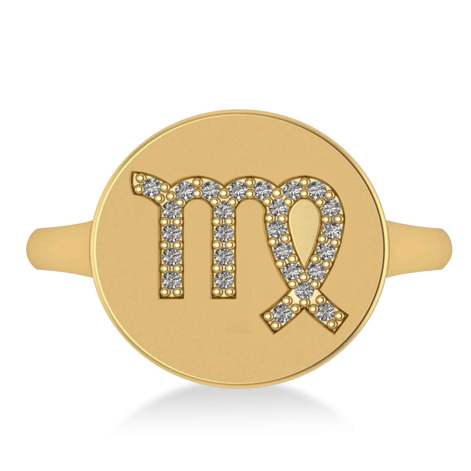 Diamond Virgo Zodiac Disk Ring 14k Yellow Gold (0.13ct)