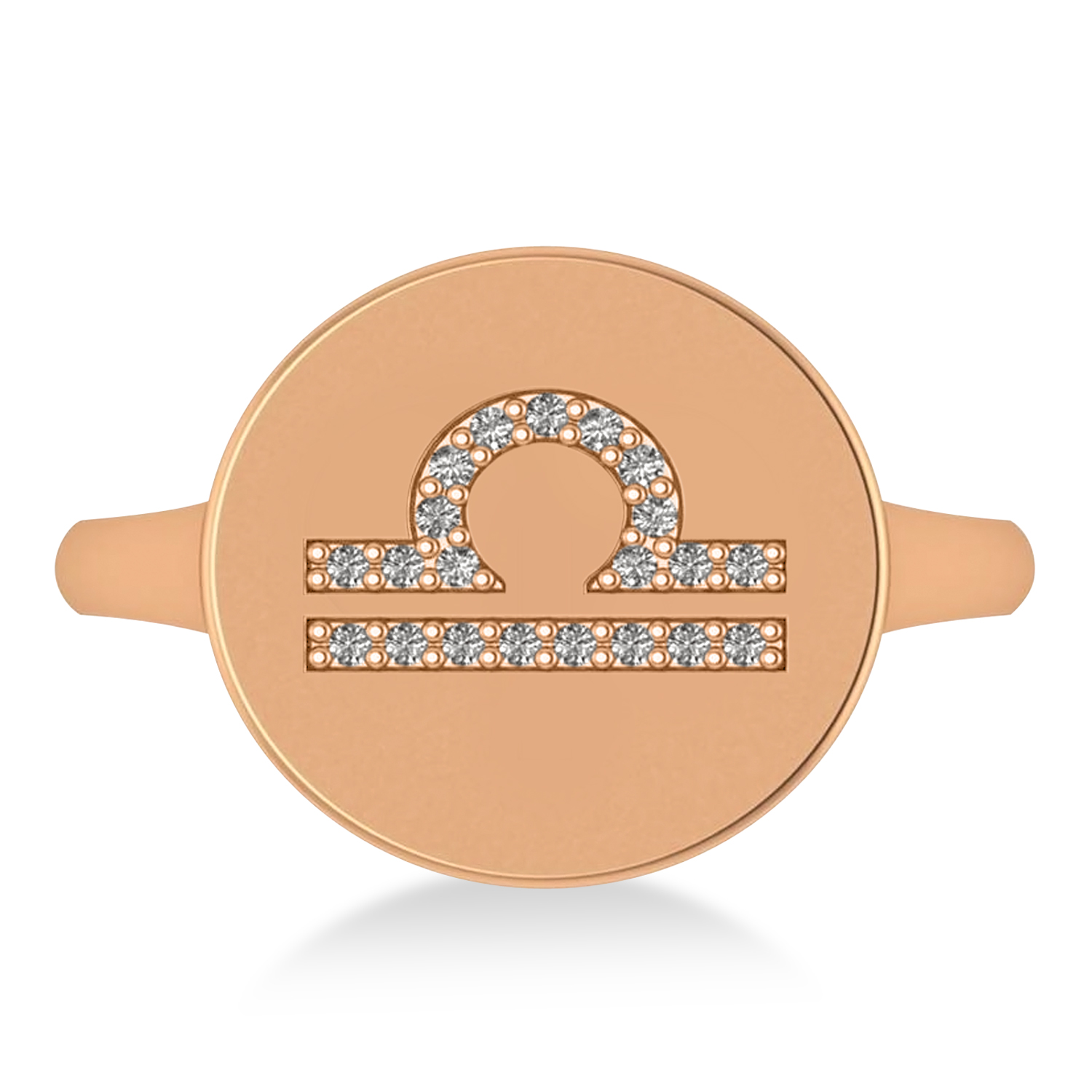 Diamond Libra Zodiac Disk Ring 14k Rose Gold (0.105ct)