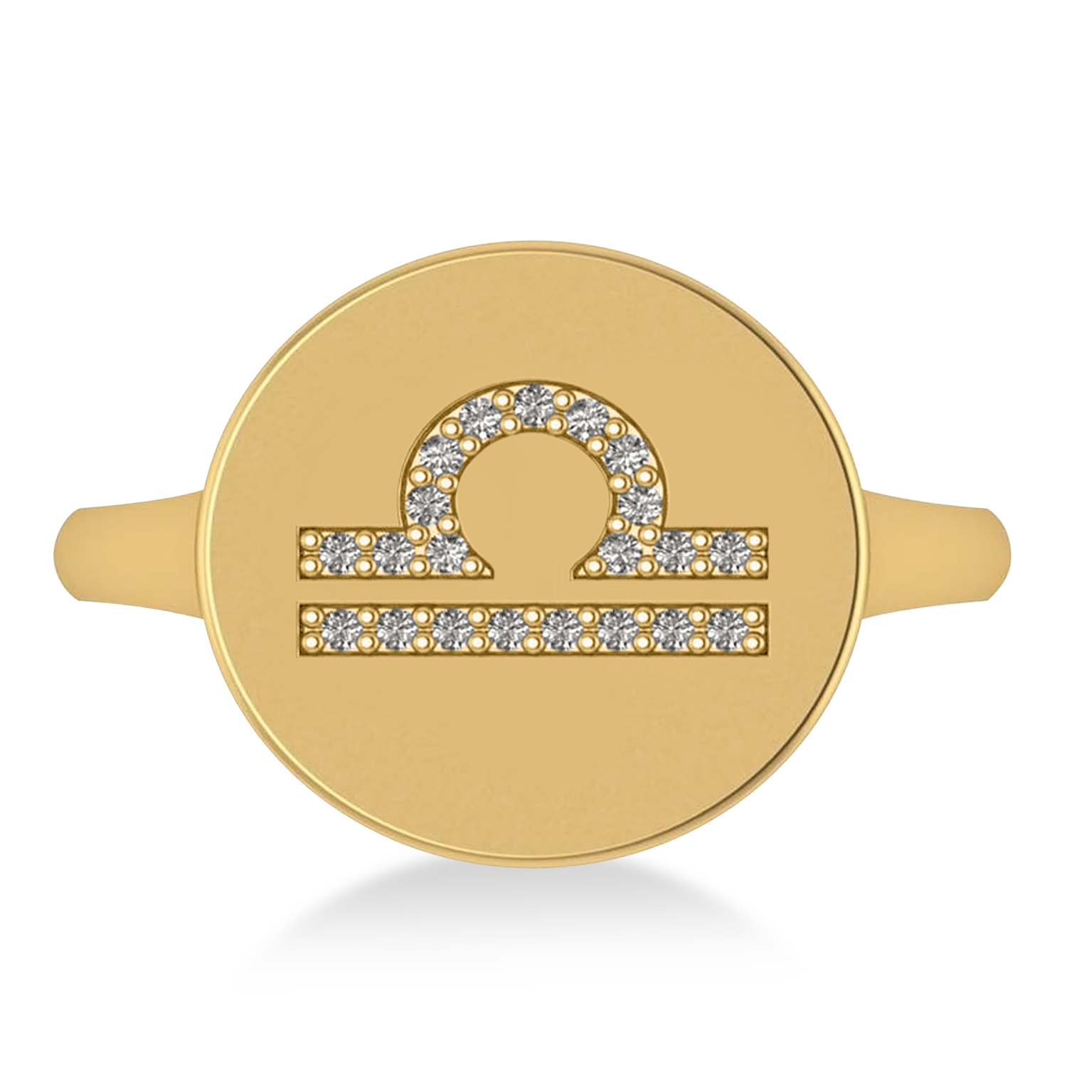 Diamond Libra Zodiac Disk Ring 14k Yellow Gold (0.105ct)