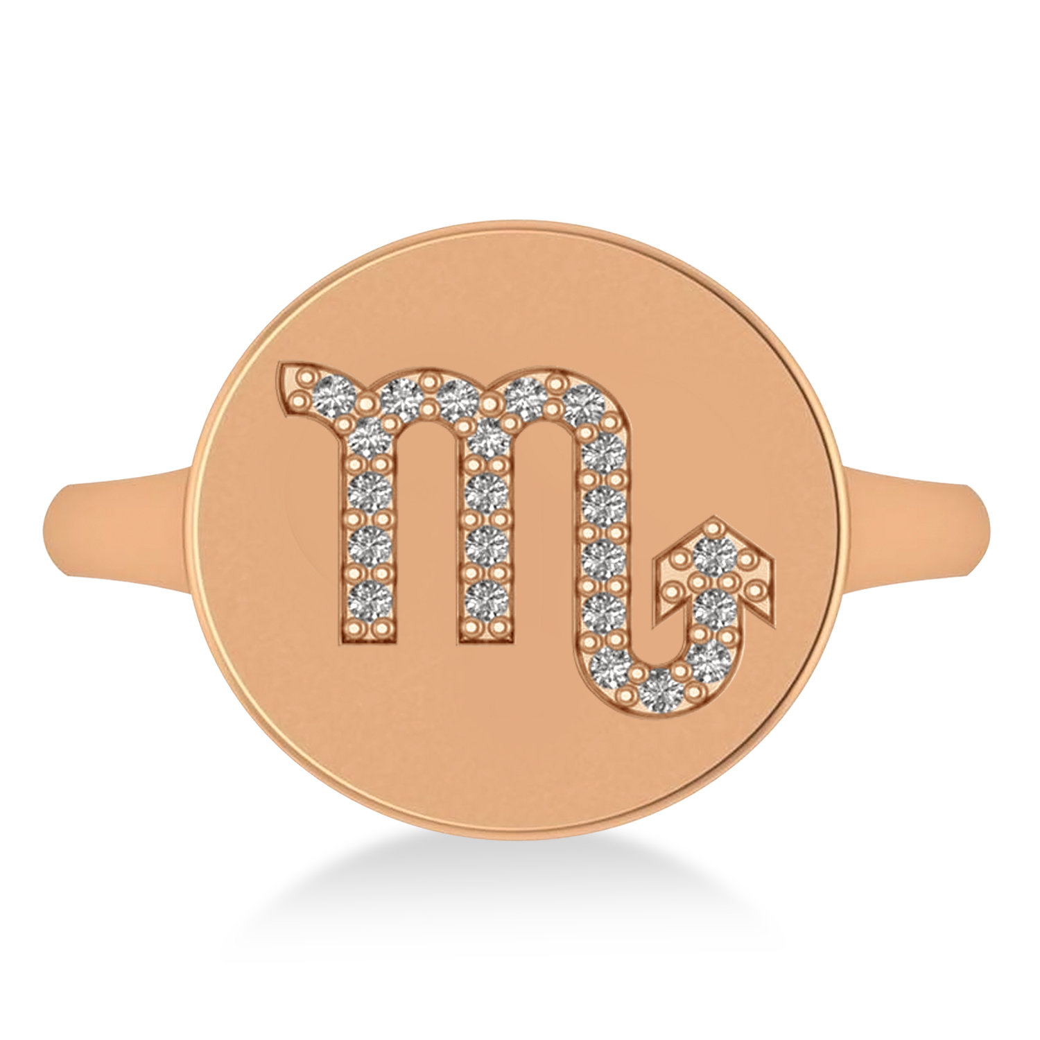 Diamond Scorpio Zodiac Disk Ring 14k Rose Gold (0.11ct)