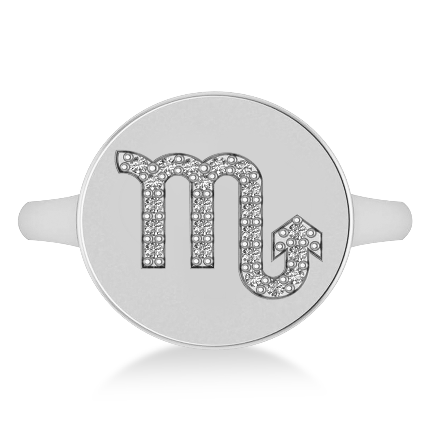 Diamond Scorpio Zodiac Disk Ring 14k White Gold (0.11ct)