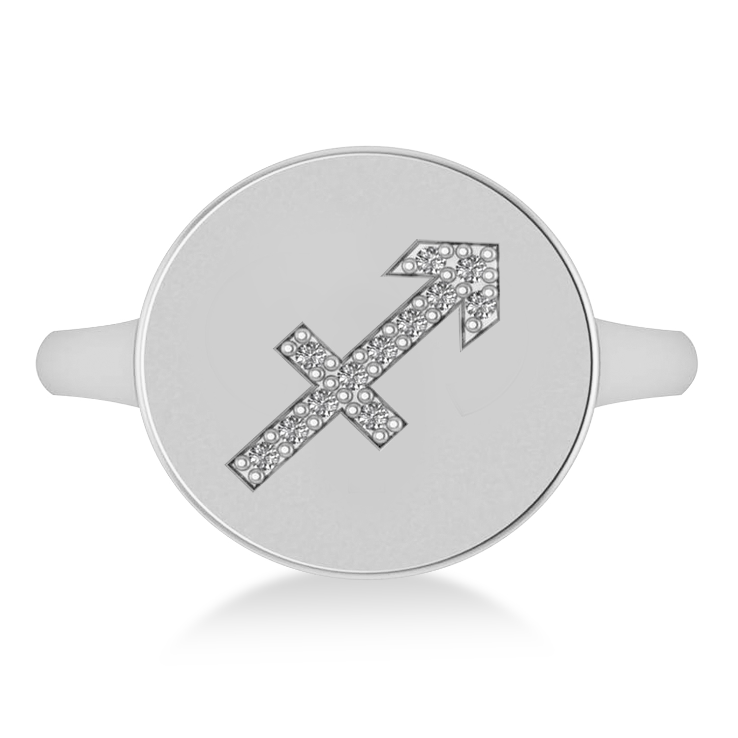 Diamond Sagittarius Zodiac Disk Ring 14k White Gold (0.06ct)