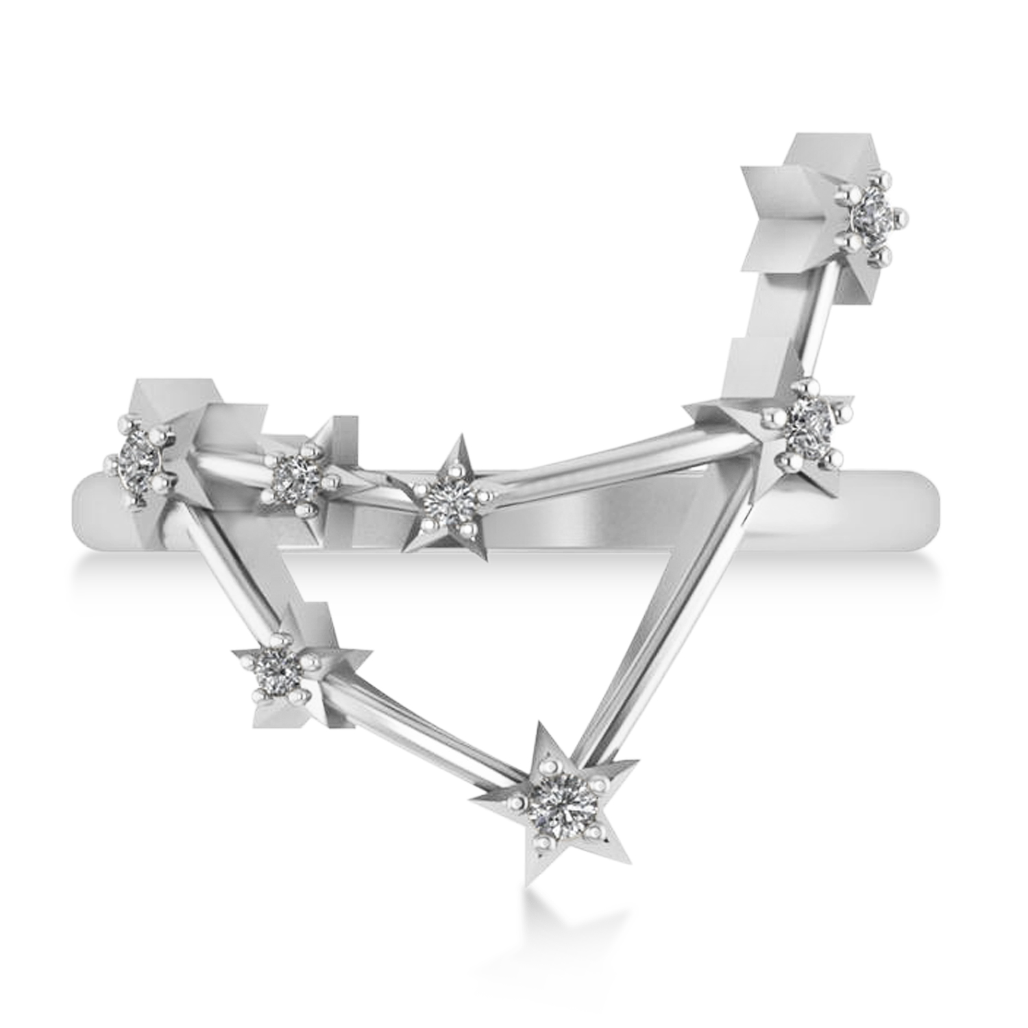 Diamond Capricorn Zodiac Constellation Star Ring 14k White Gold (0.11ct)