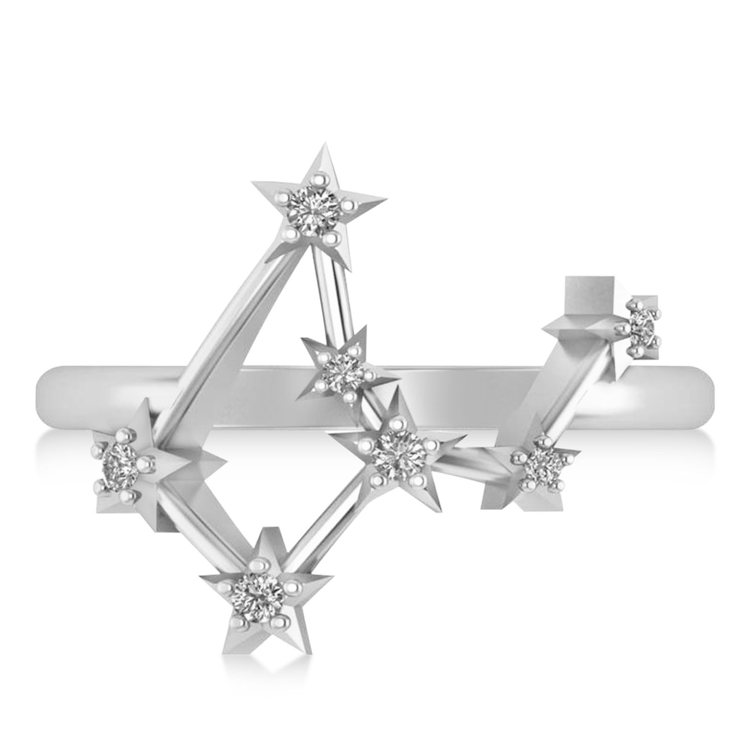 Diamond Virgo Zodiac Constellation Star Ring 14k White Gold (0.11ct)