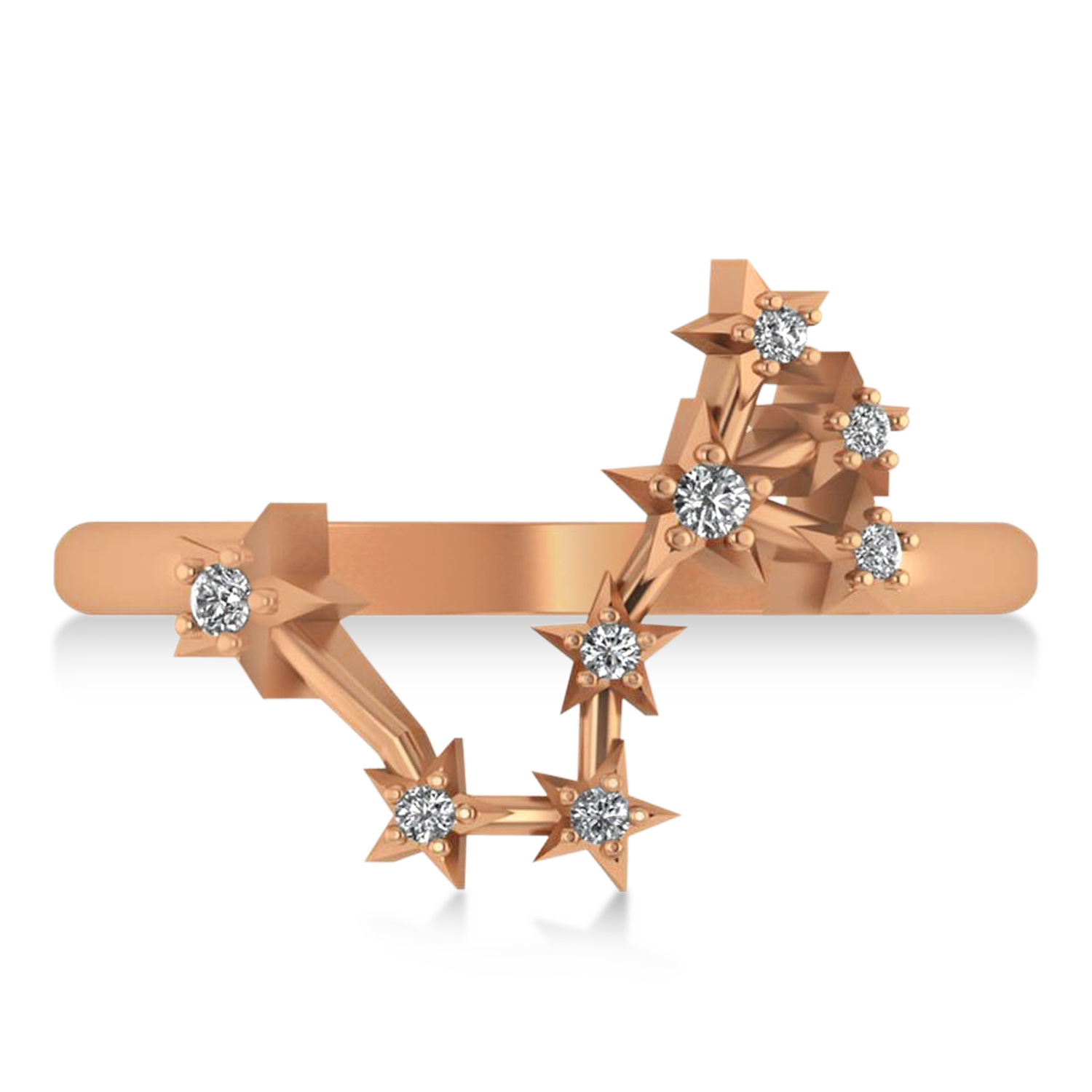 Diamond Scorpio Zodiac Constellation Star Ring 14k Rose Gold (0.10ct)