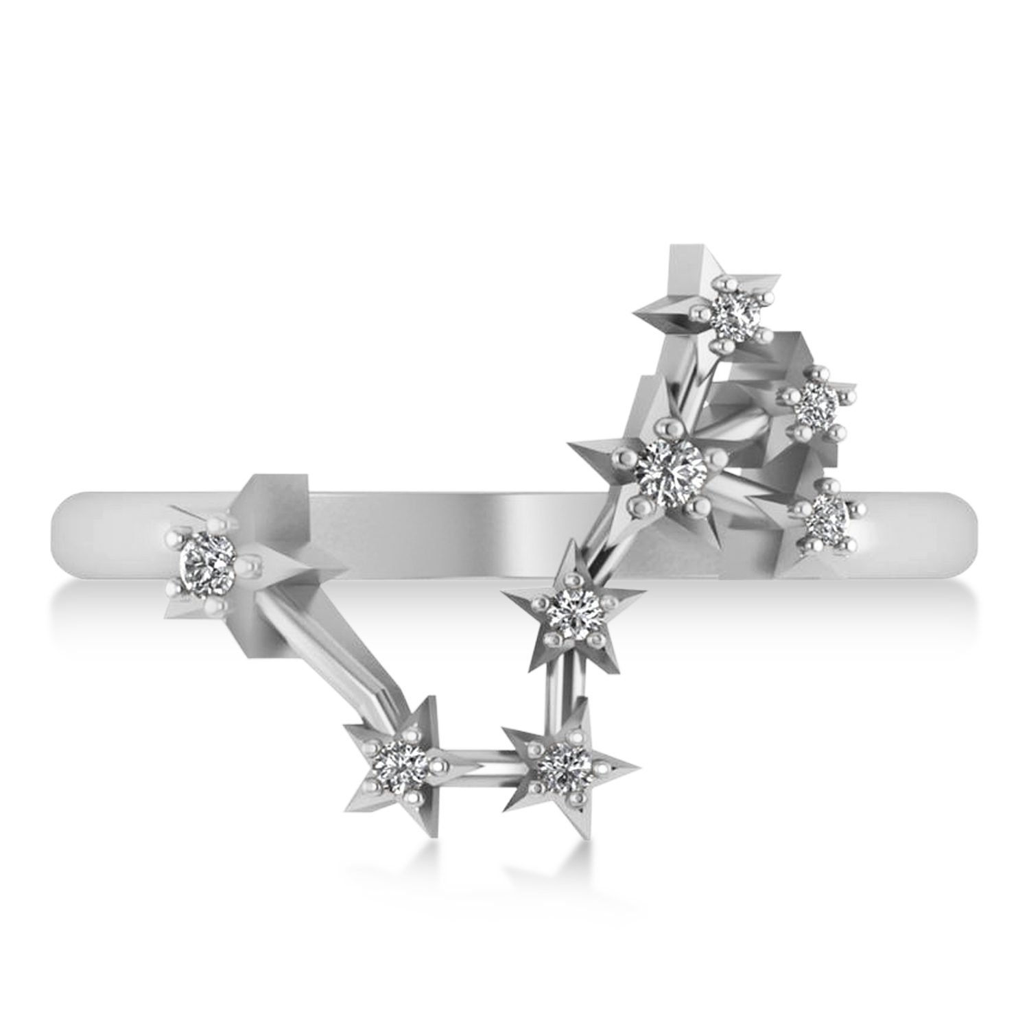 Diamond Scorpio Zodiac Constellation Star Ring 14k White Gold (0.10ct)