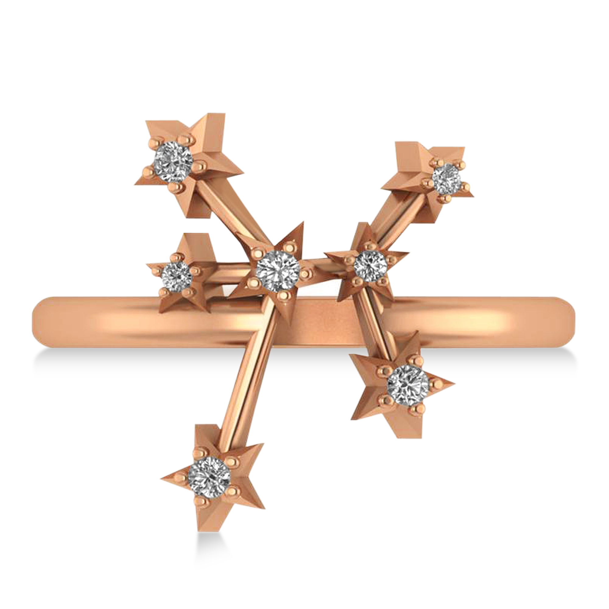 Diamond Sagittarius Zodiac Constellation Star Ring 14k Rose Gold (0.11ct)