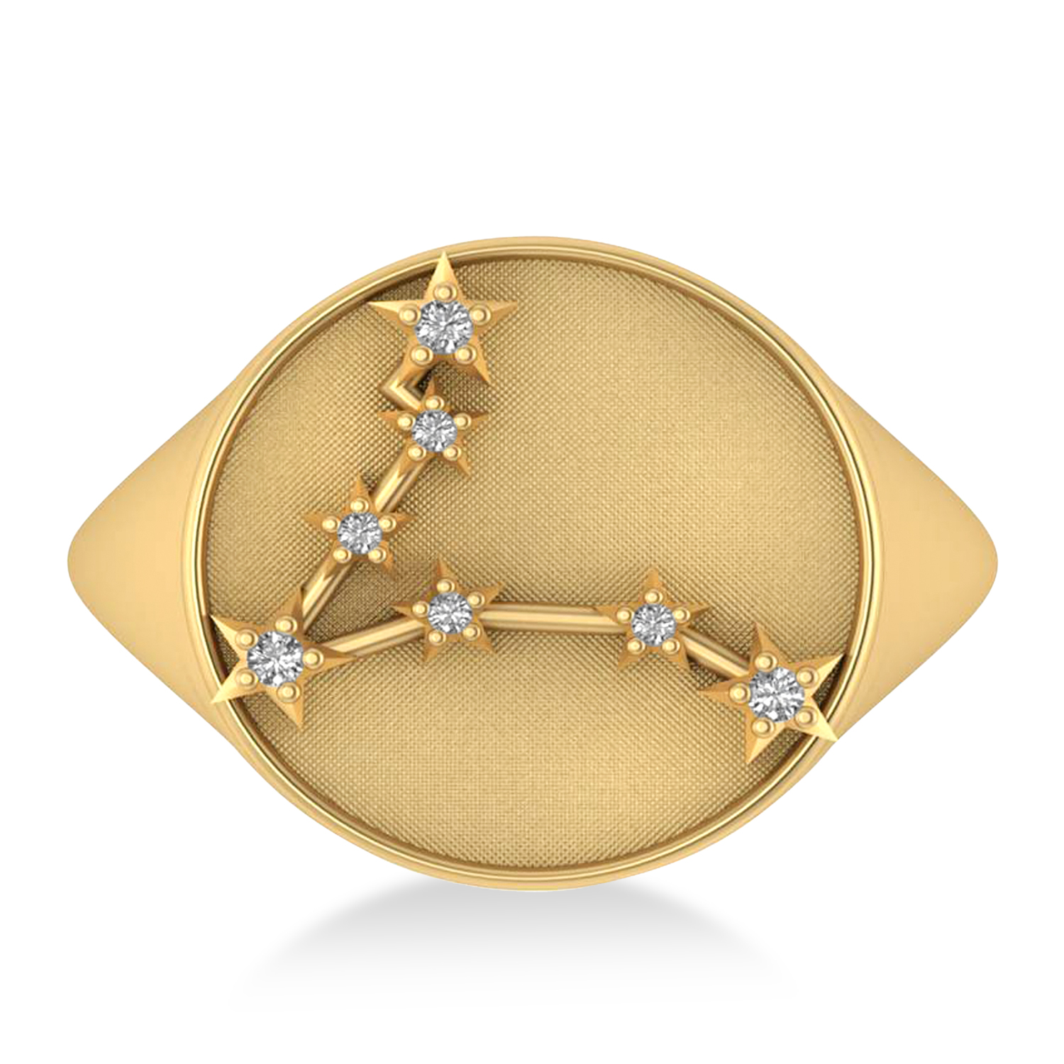 Diamond Pisces Zodiac Constellation Disk Ring 14k Yellow Gold (0.05 ct)
