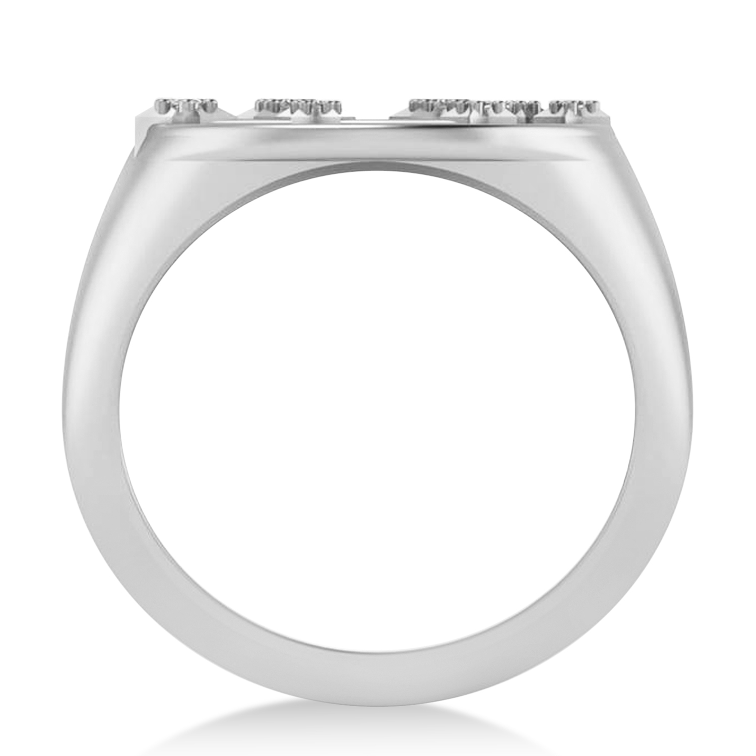 Diamond Leo Zodiac Constellation Disk Ring 14k White Gold (0.05ct)