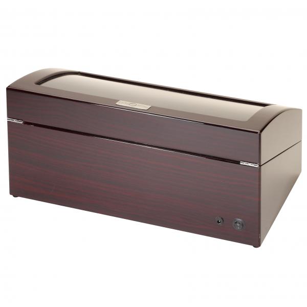 Ebony Finish Wood Six Watch Winder & Watch Storage Case