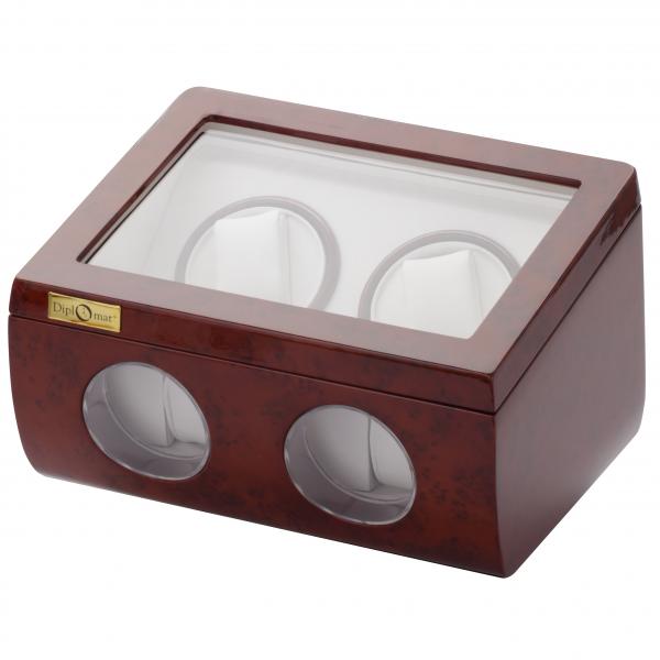 Double Watch Winder w/ Watching Storage in Cherry Wood