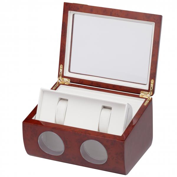 Double Watch Winder w/ Watching Storage in Cherry Wood