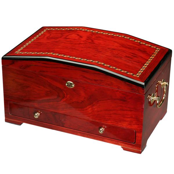 Teak Wood Woman's Jewelry Box Case w/ Lock DT76