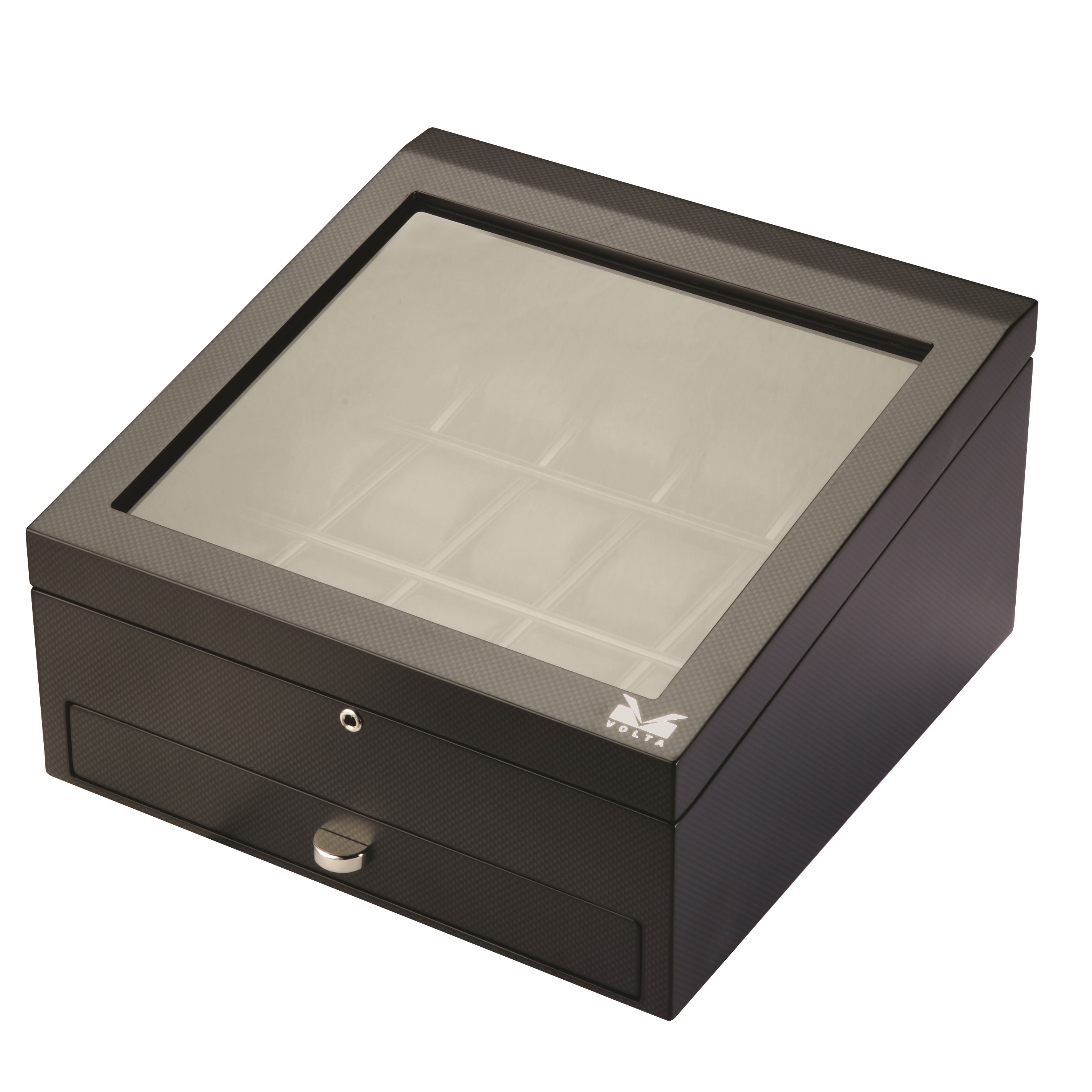 Matte Carbon Fiber Finish Fifteen Watch Case & Black Leather Interior