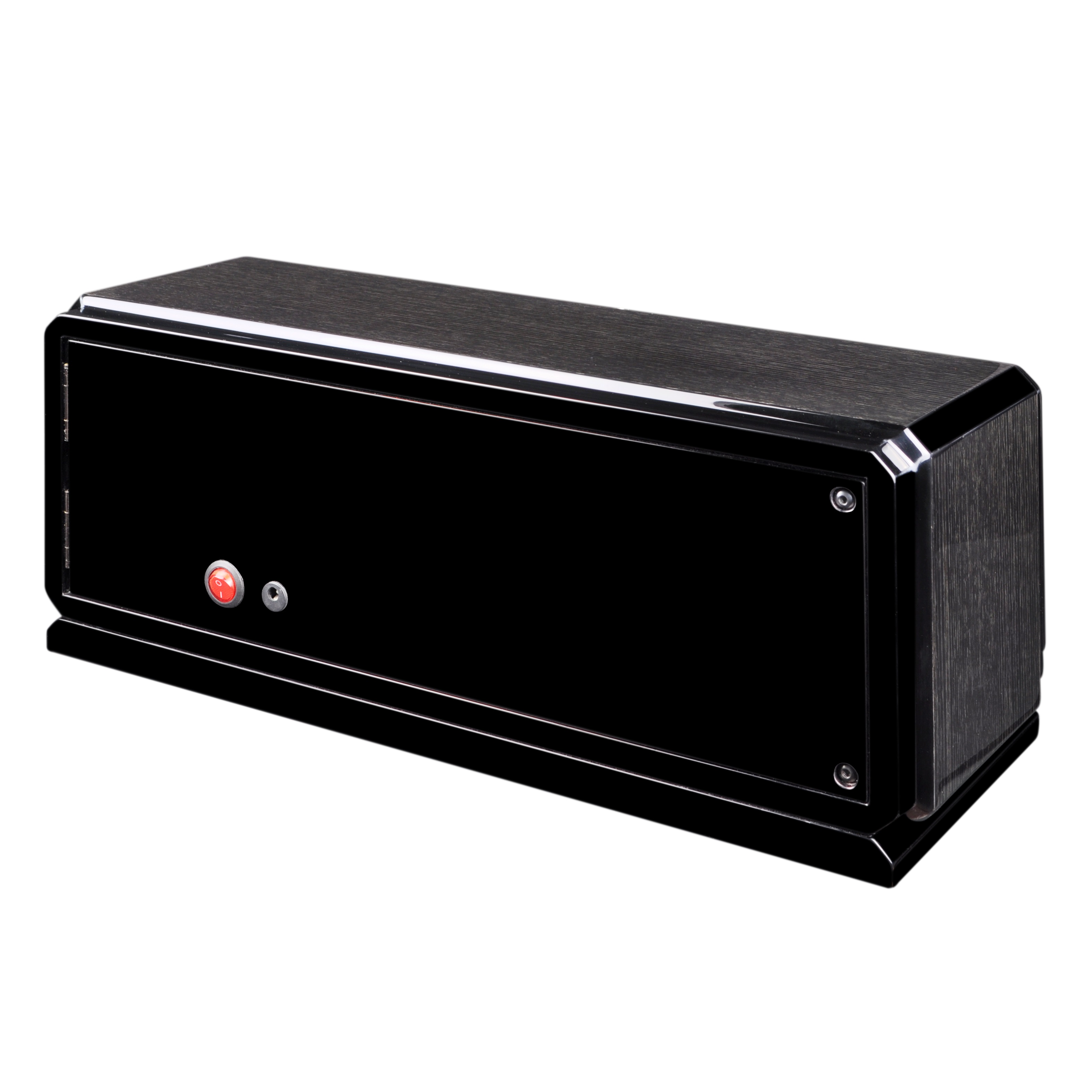 High Gloss Black Oak Four Watch Winder w/ Glass Window & Suede Interior