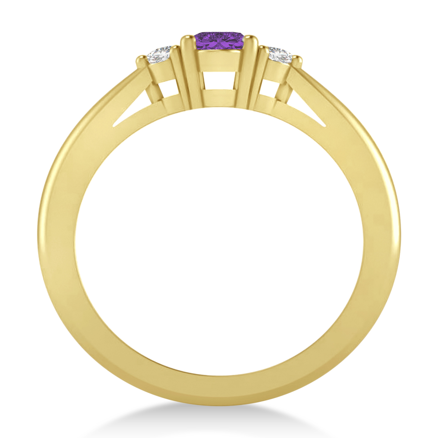 Oval Amethyst & Diamond Three-Stone Engagement Ring 14k Yellow Gold (0.60ct)