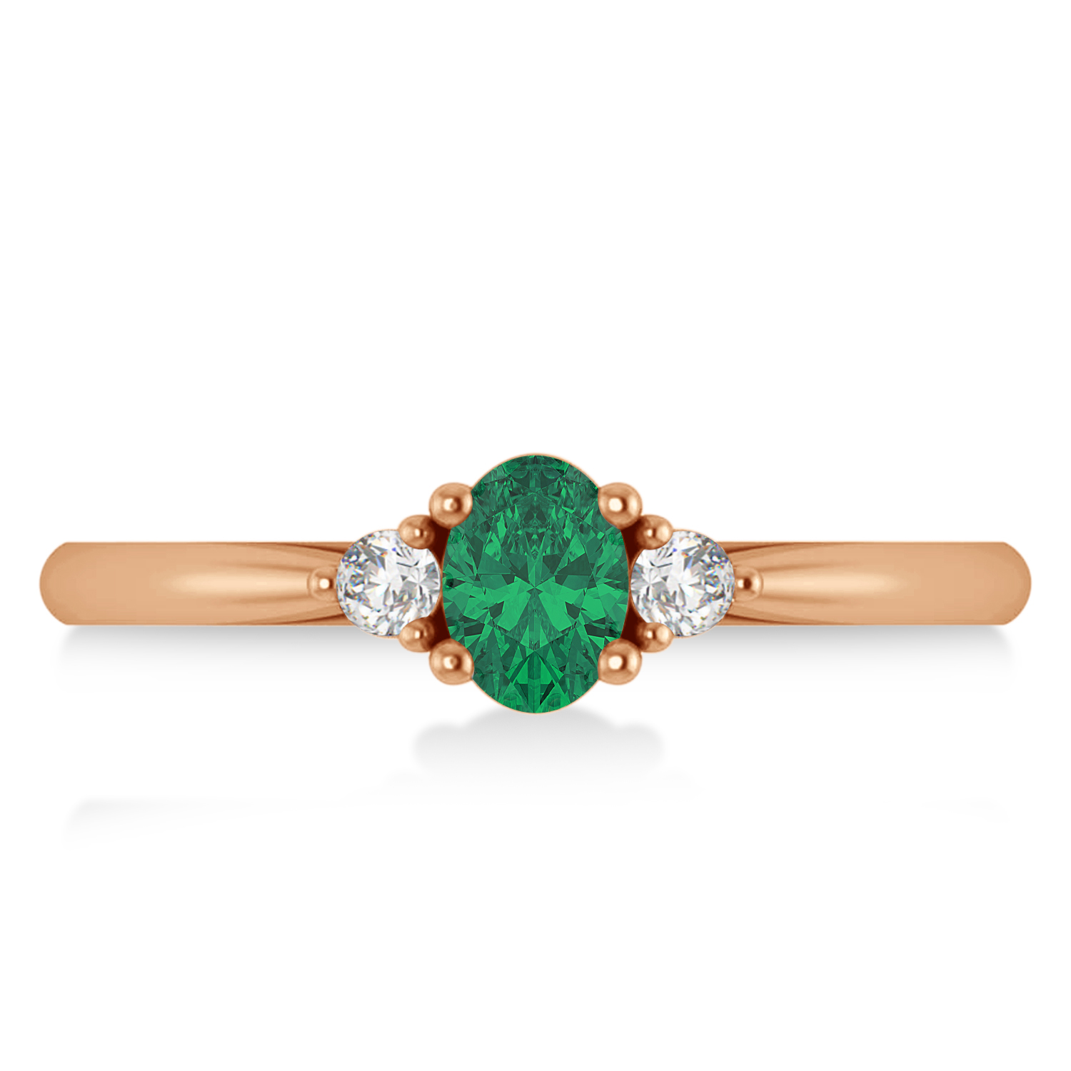 Oval Emerald & Diamond Three-Stone Engagement Ring 14k Rose Gold (0.60ct)