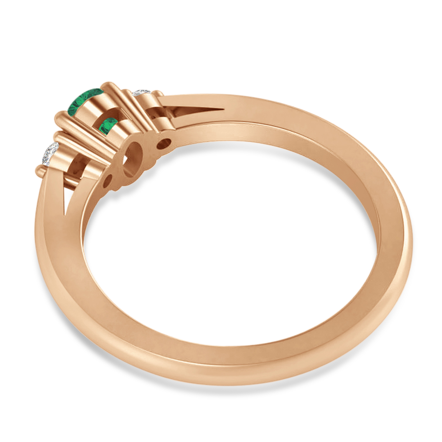 Oval Emerald & Diamond Three-Stone Engagement Ring 14k Rose Gold (0.60ct)
