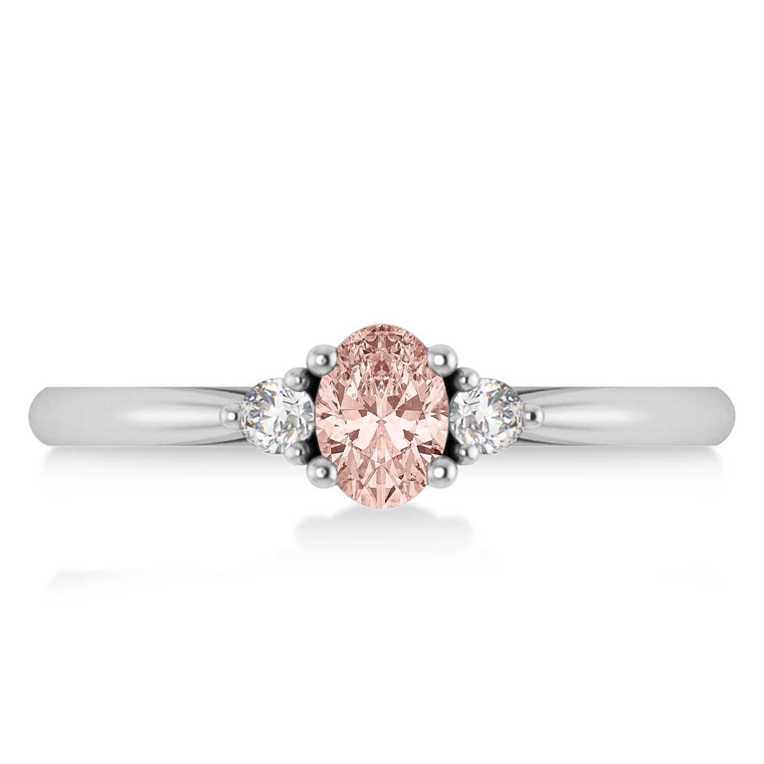 Oval Morganite & Diamond Three-Stone Engagement Ring 14k White Gold (0.60ct)