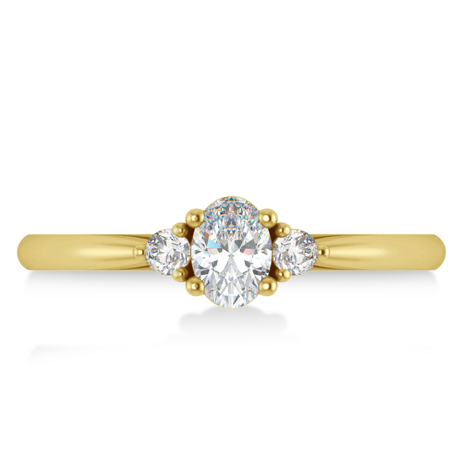 Oval Moissanite & Diamond Three-Stone Engagement Ring 14k Yellow Gold (0.60ct)