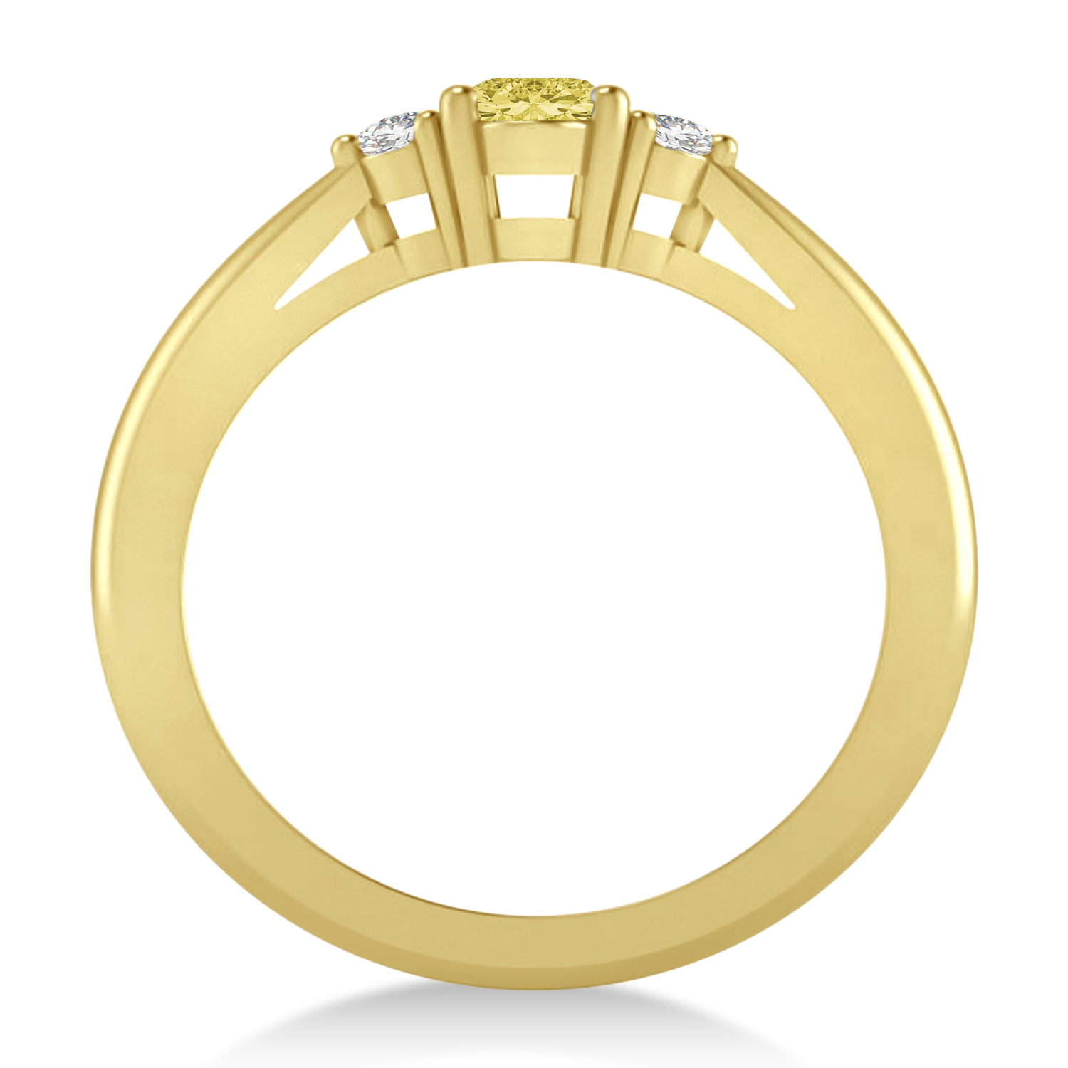 Oval Yellow & White Diamond Three-Stone Engagement Ring 14k Yellow Gold (0.60ct)