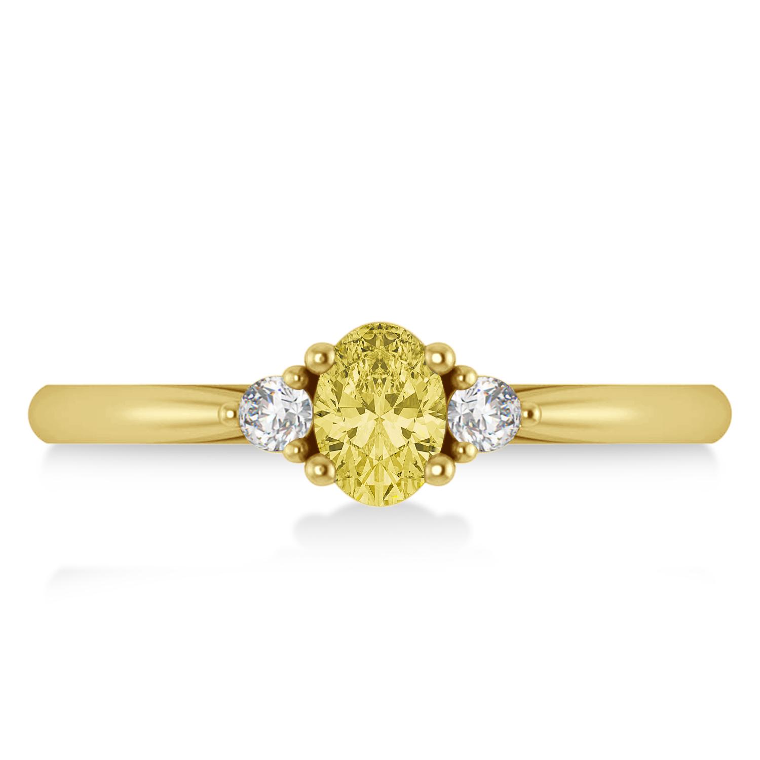 Oval Yellow & White Diamond Three-Stone Engagement Ring 14k Yellow Gold (0.60ct)