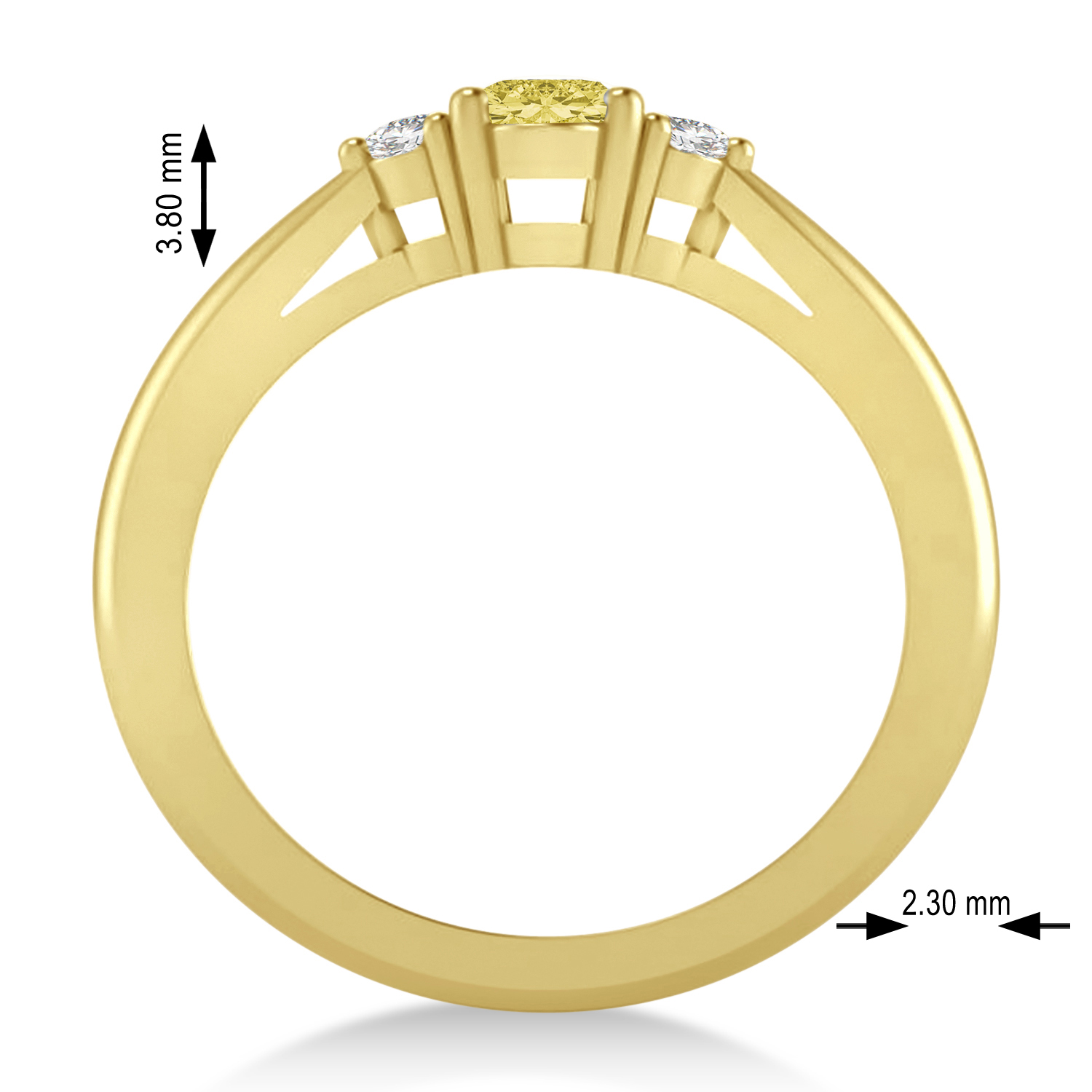 Oval Yellow & White Diamond Three-Stone Engagement Ring 14k Yellow Gold (0.60ct)