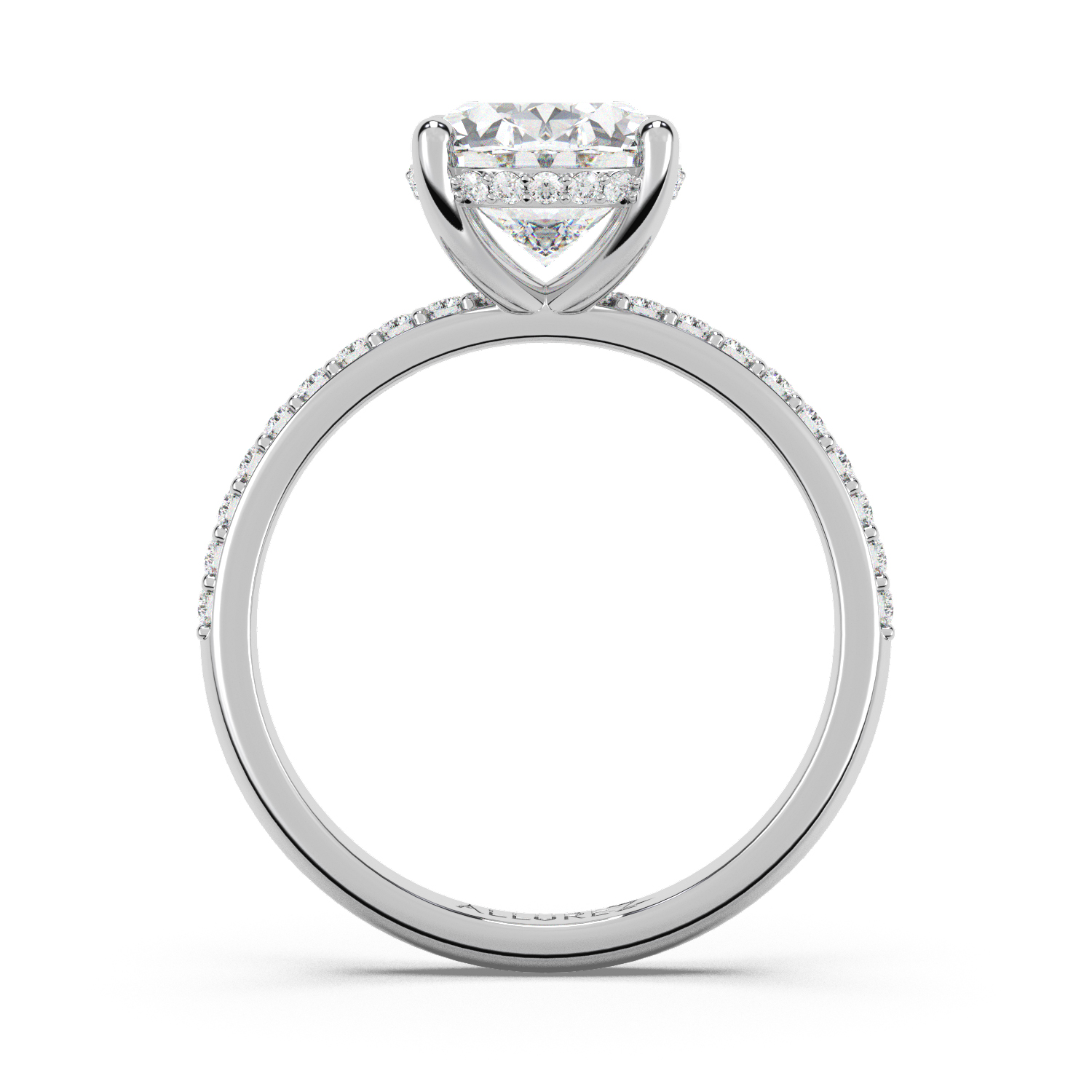 Oval Cut Lab Grown Hidden Halo Engagement Ring 14K White Gold (4.27ct)
