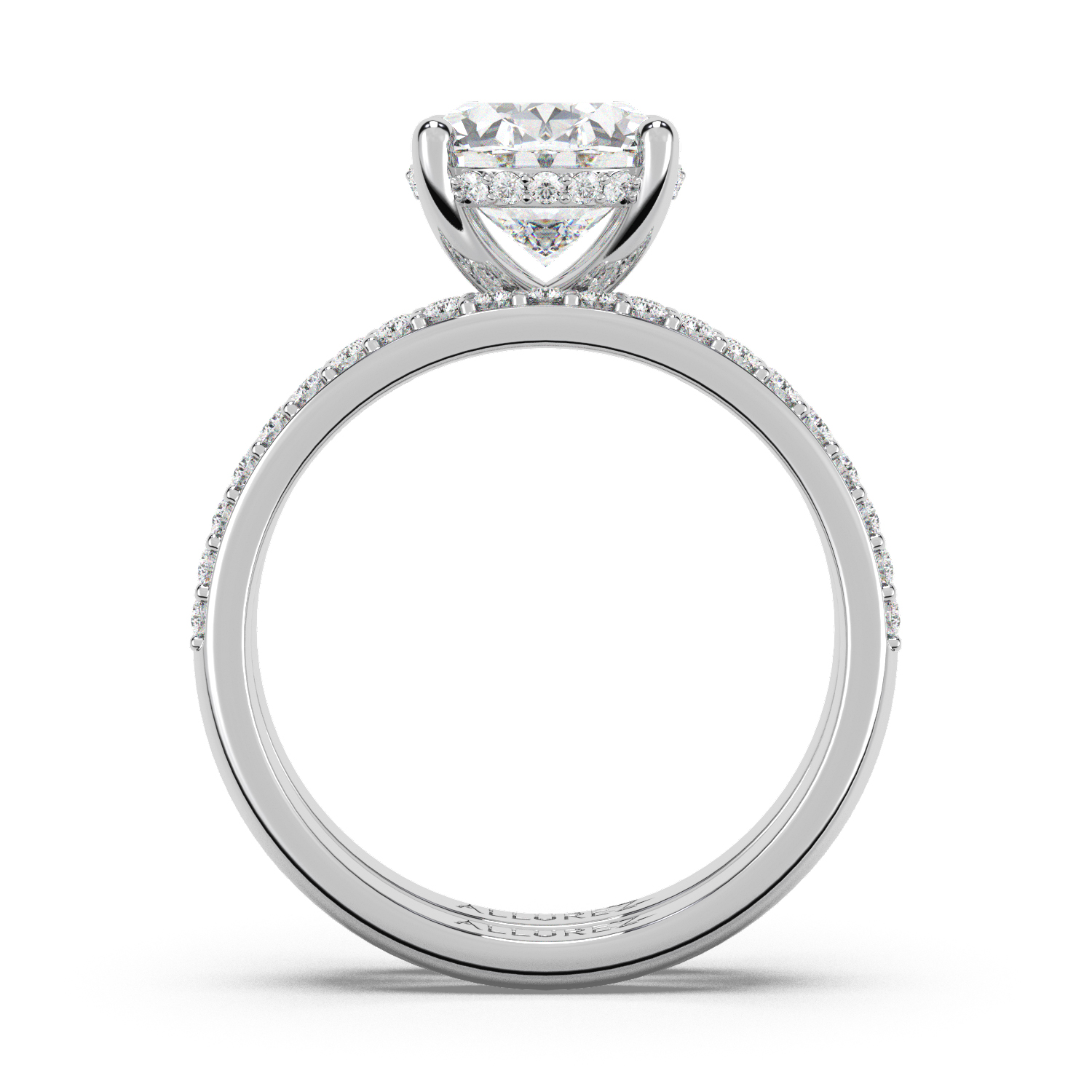 Oval Cut Lab Grown Hidden Halo Bridal Ring Set 14K White Gold (4.49ct)