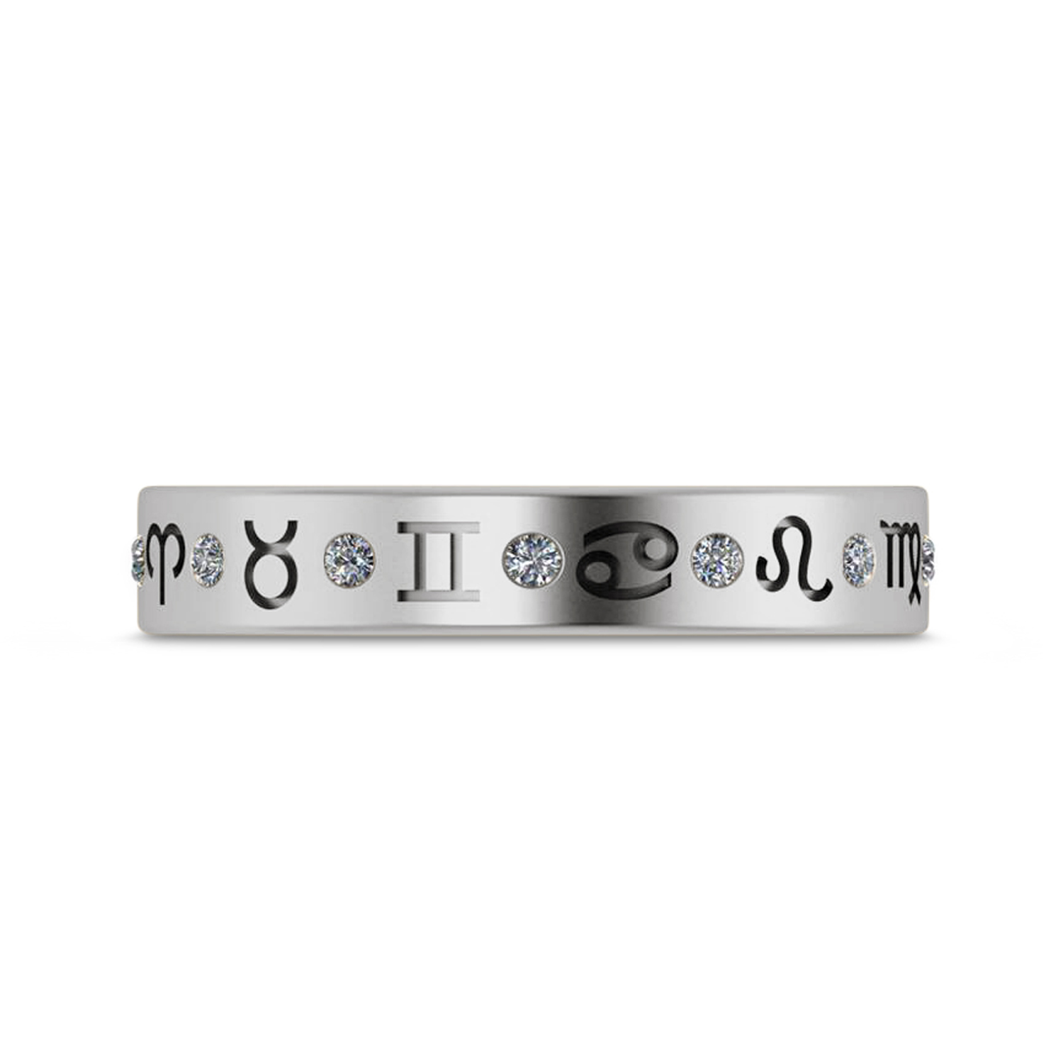 Diamond Zodiac Signs Ring 14K White Gold (0.16ct)