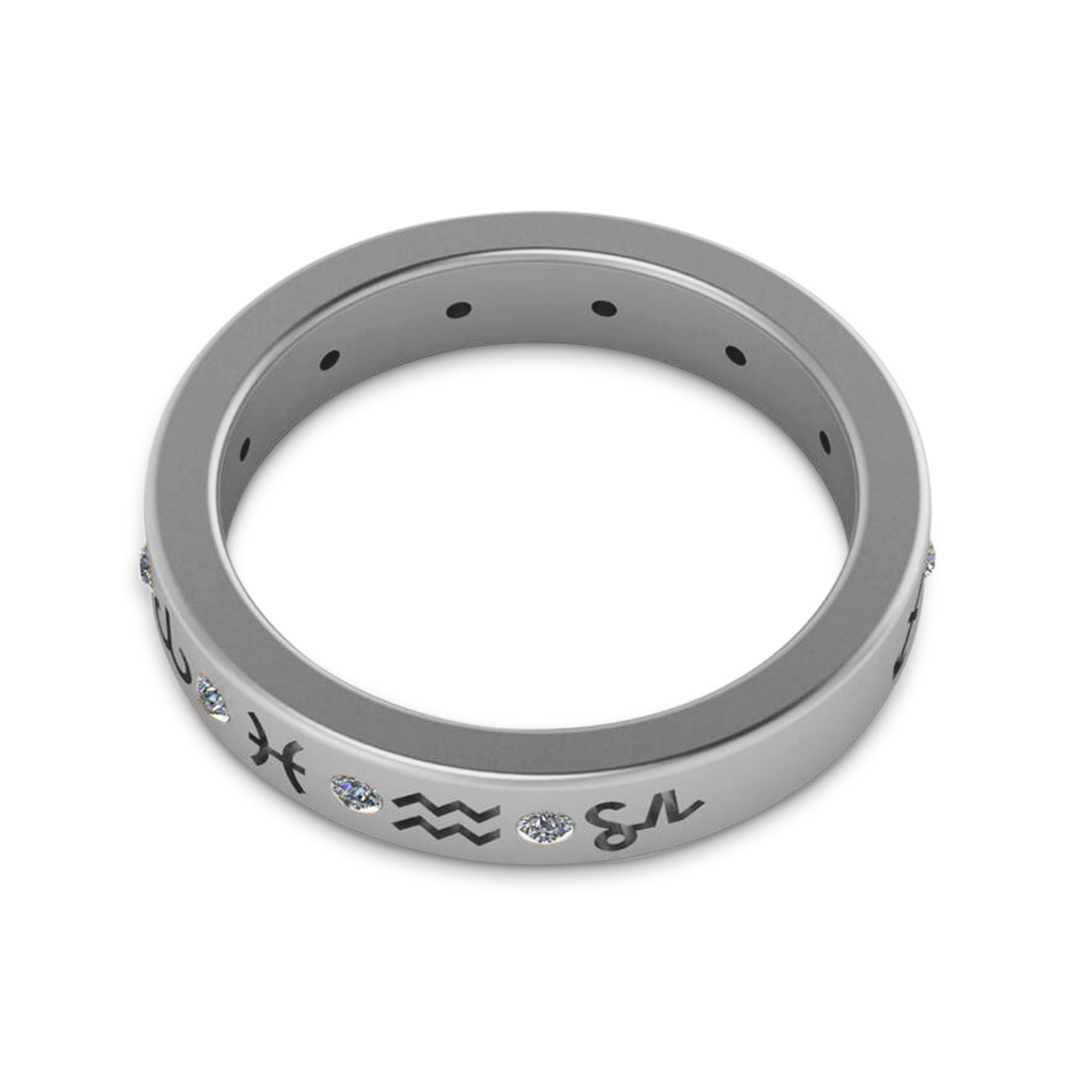 Diamond Zodiac Signs Ring 14K White Gold (0.16ct)