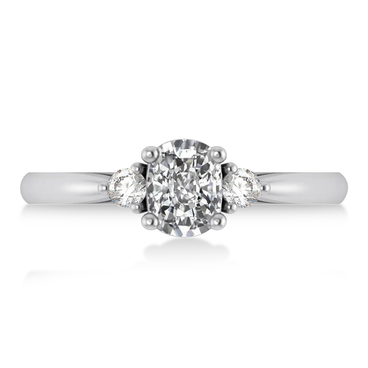 Cushion Diamond Three-Stone Engagement Ring 14k White Gold (1.14ct)